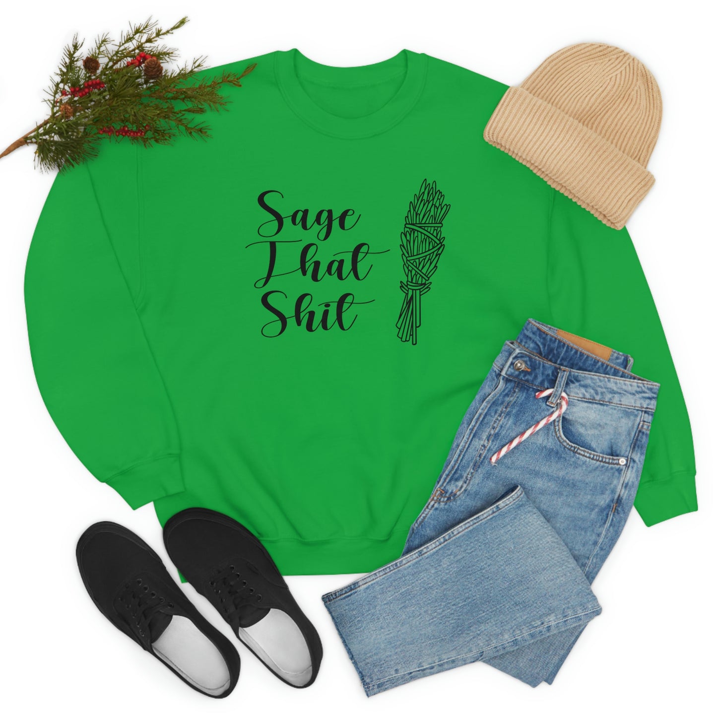 Sage That Black Font White unisex heavy blend crewneck sweatshirt