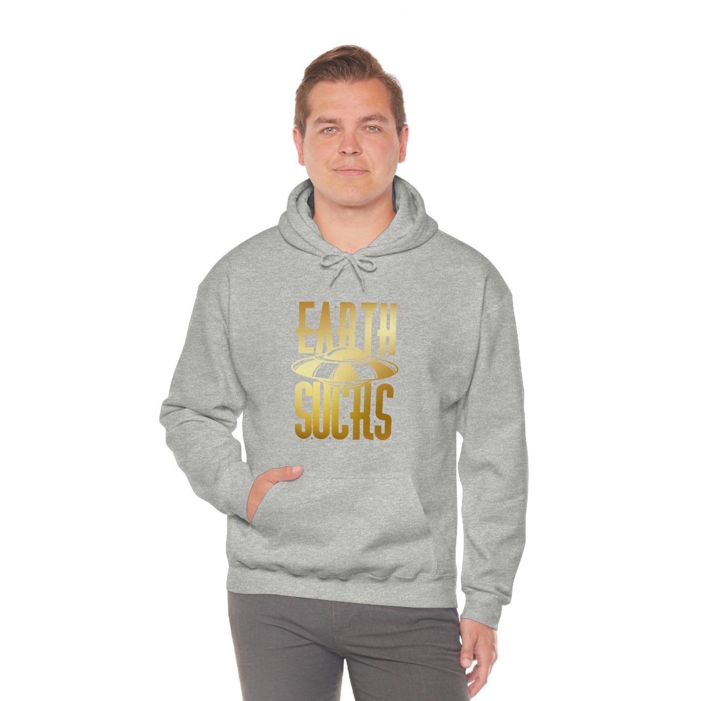 Earth Sucks Gold Font Unisex Heavy Blend™ Hooded Sweatshirt