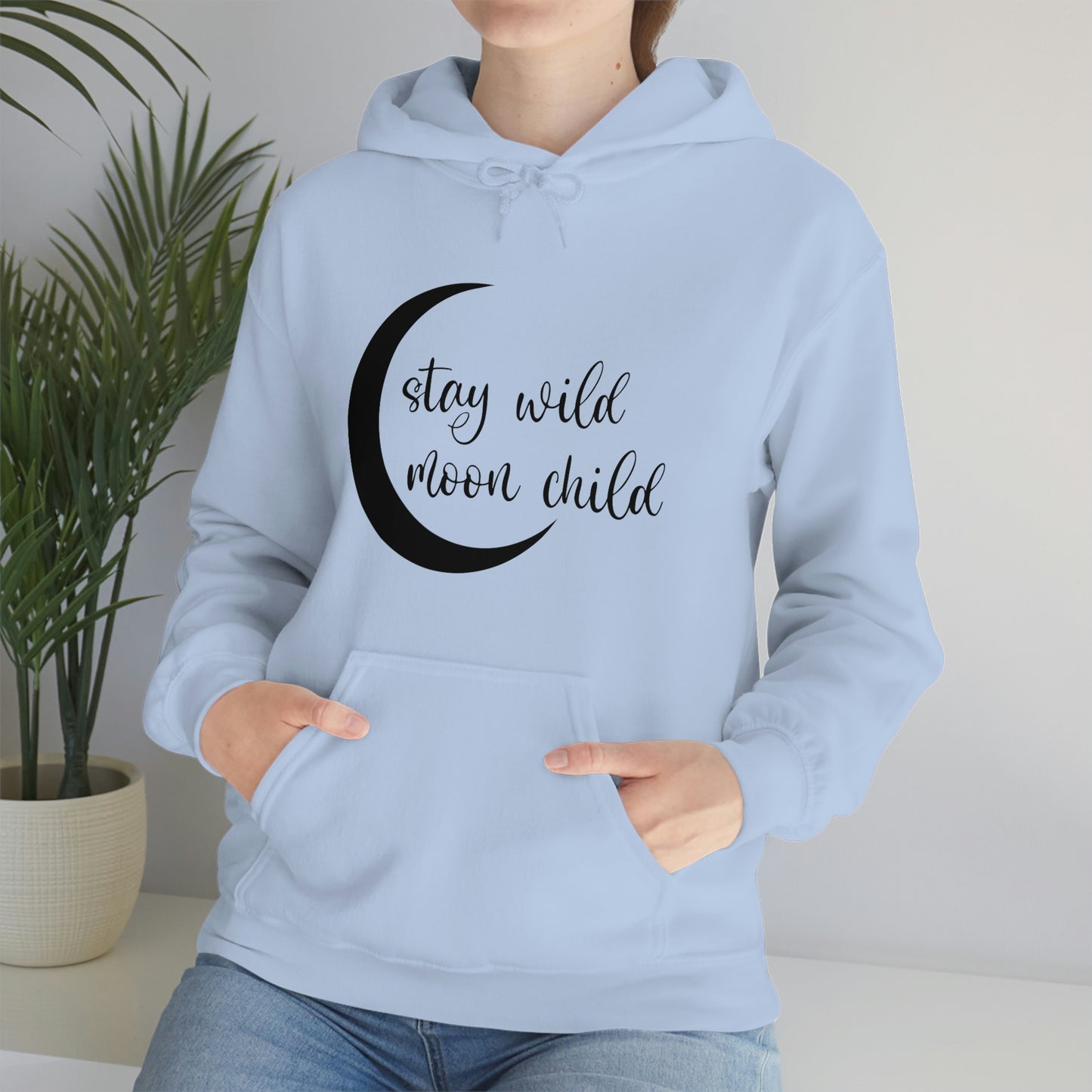 Stay Wild Moon Child Black Font Unisex Heavy Blend™ Hooded Sweatshirt