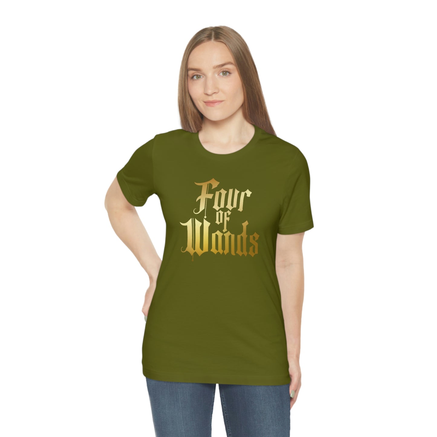 Four of Wands Gold Logo Unisex Jersey Short Sleeve Tee