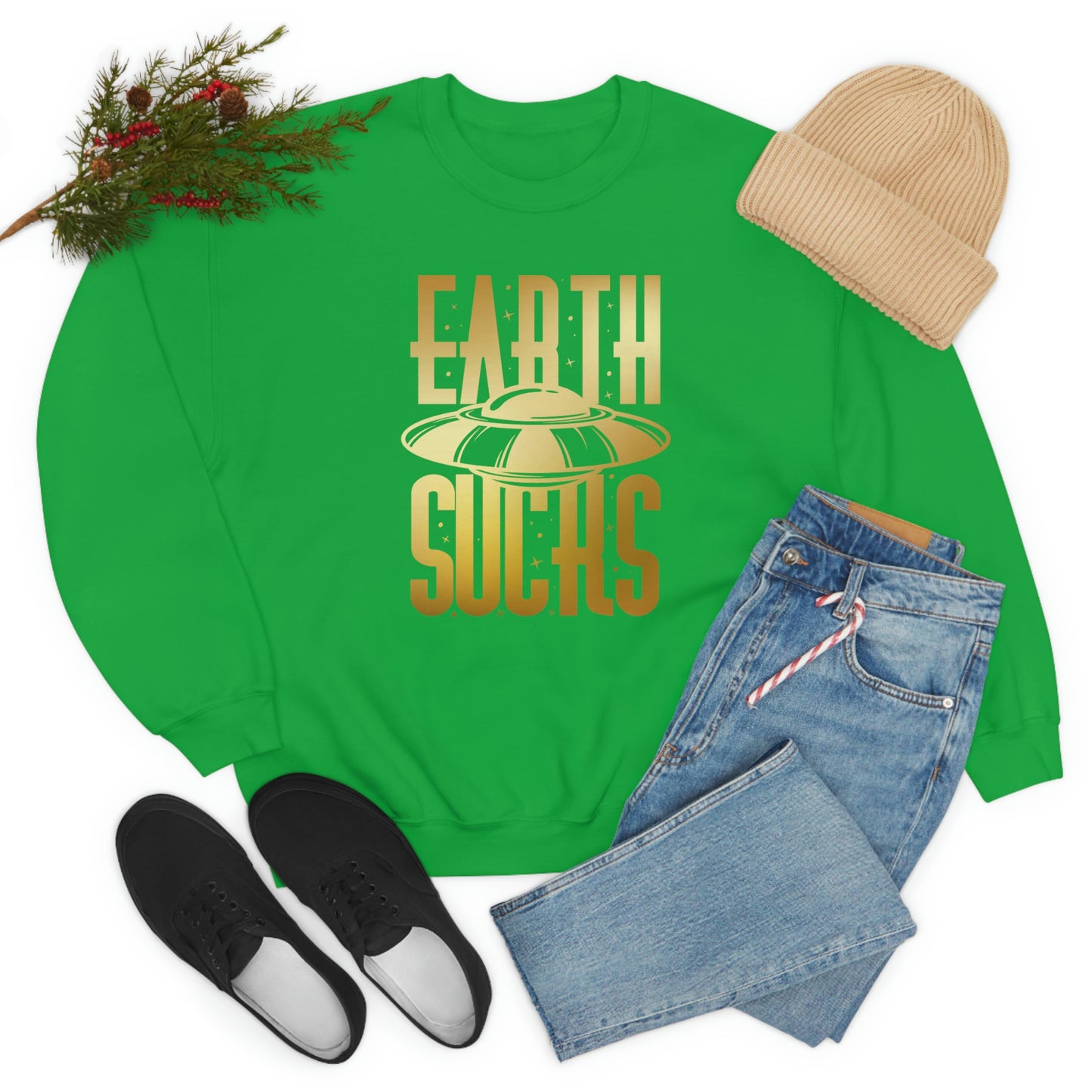 Earth Sucks Gold Font unisex heavy blend crewneck sweatshirt