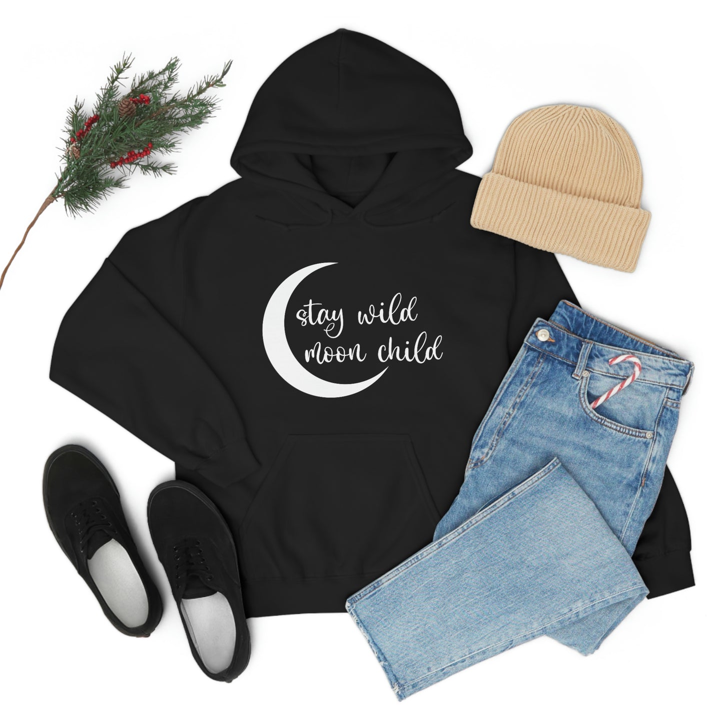 Stay Wild Moon Child White Font Unisex Heavy Blend™ Hooded Sweatshirt