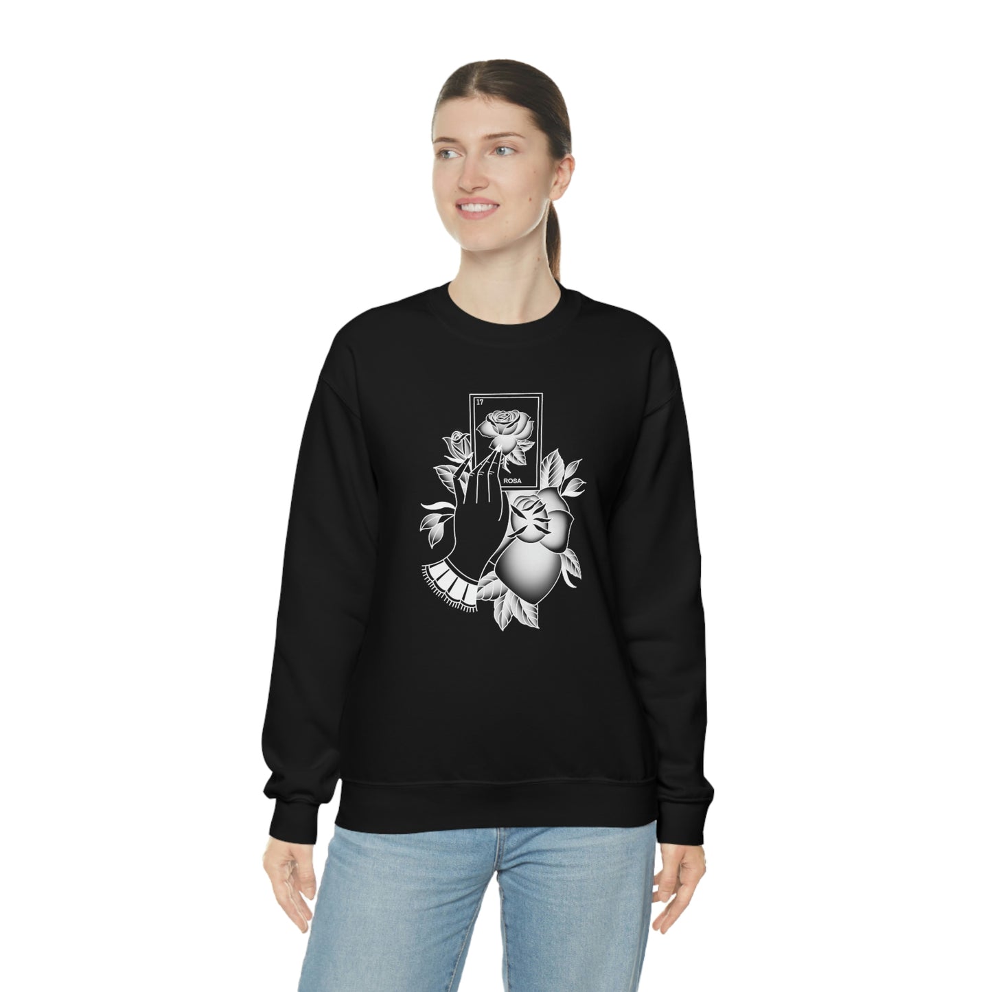 Rosa Card Shaded White unisex heavy blend crewneck sweatshirt