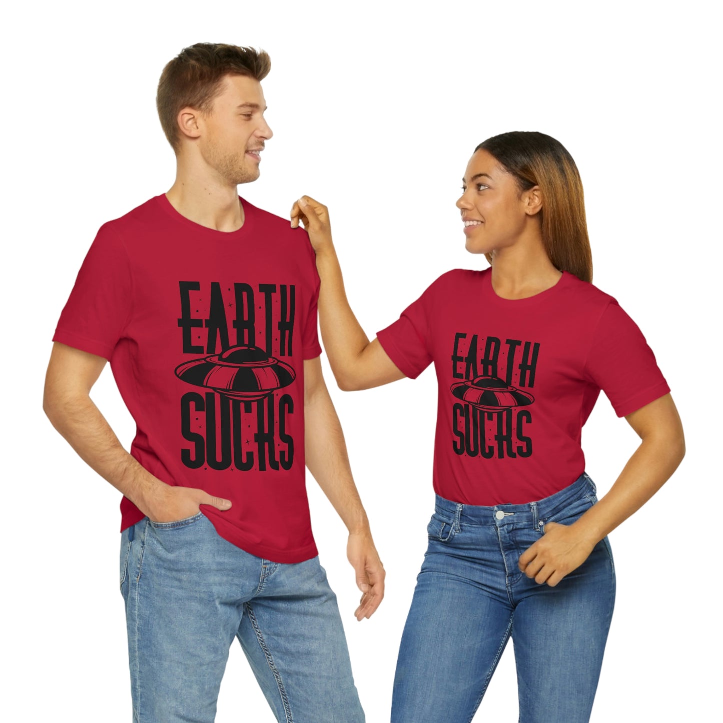 Earth Sucks Black Font Unisex Jersey Short Sleeve Tee