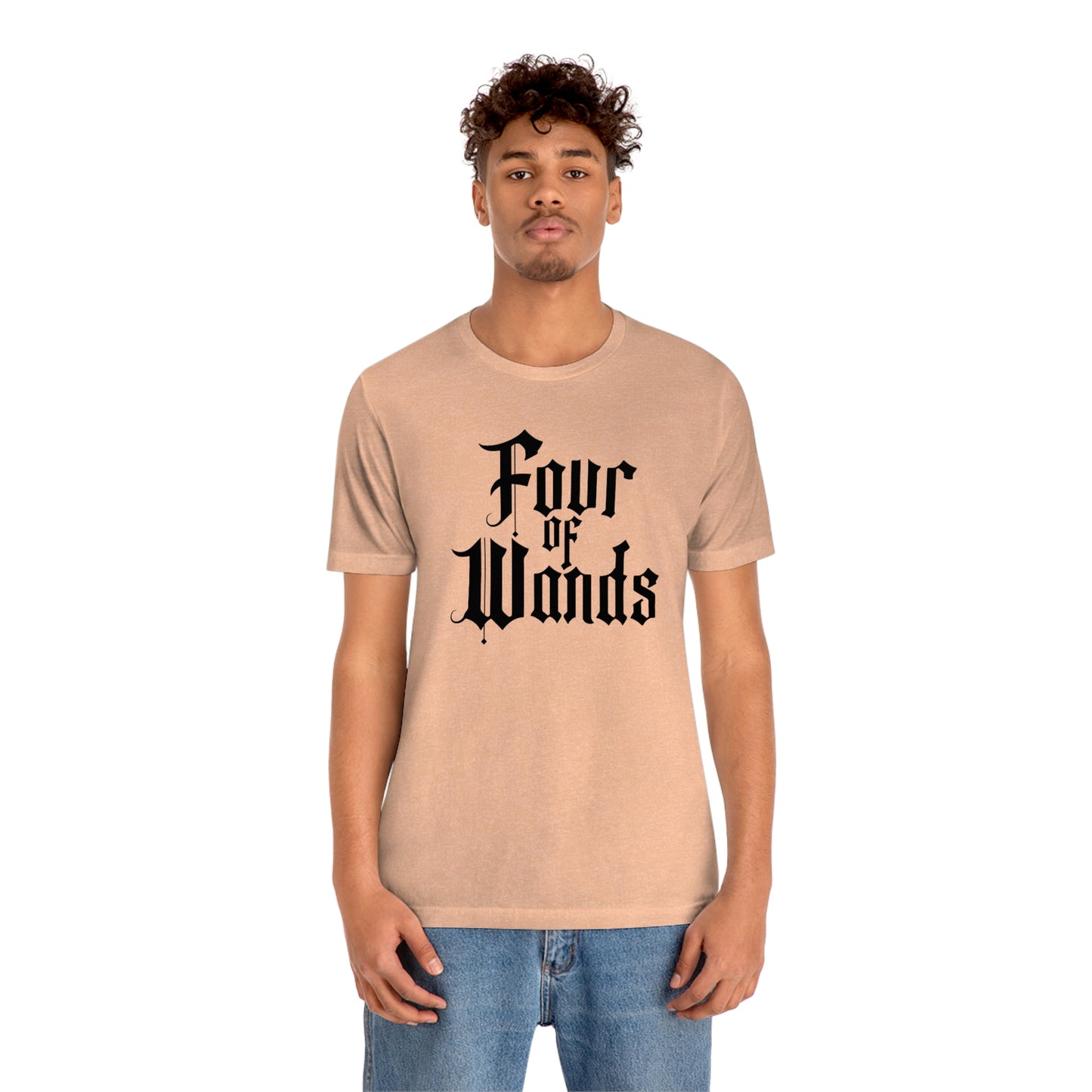 Four of Wands Black Logo Unisex Jersey Short Sleeve Tee