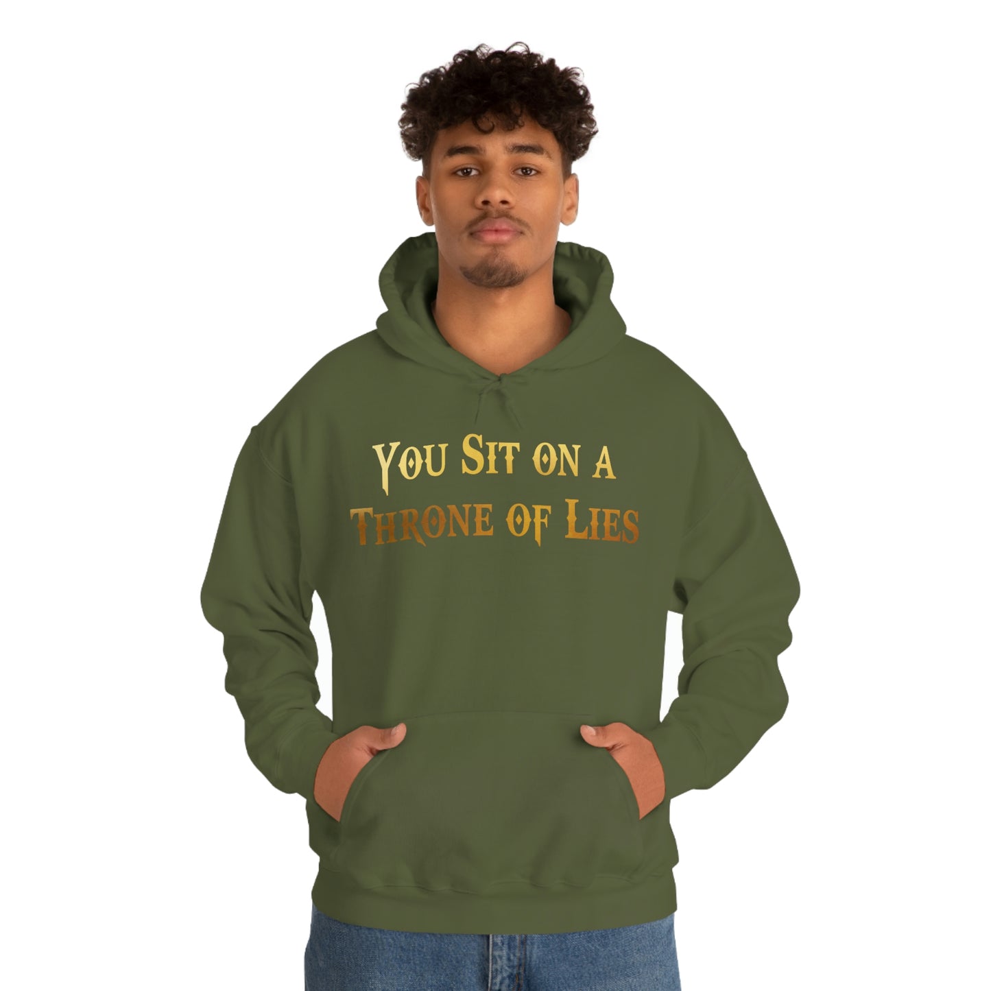 You Sit on A Throne of Lies Gold Font Unisex Heavy Blend™ Hooded Sweatshirt