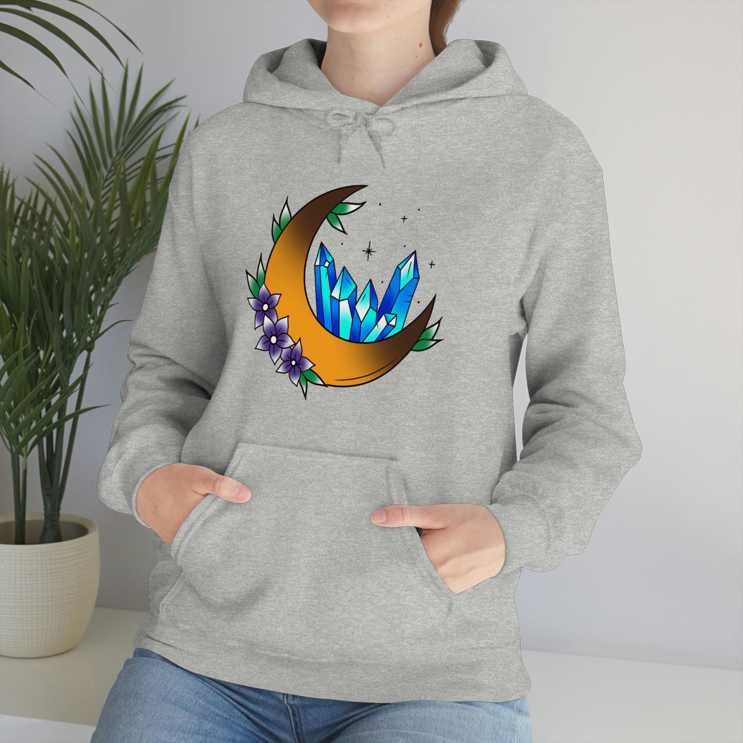 Blue Crystal Flower Unisex Heavy Blend™ Hooded Sweatshirt