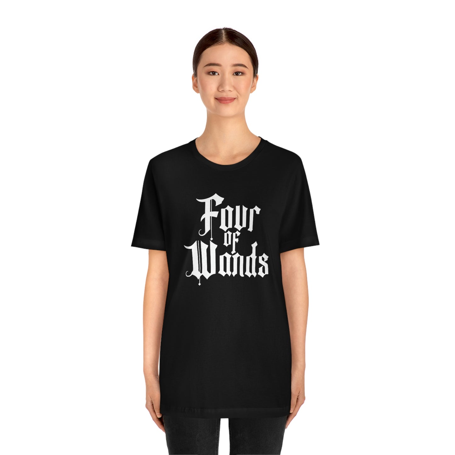 Four of Wands White Logo Unisex Jersey Short Sleeve Tee