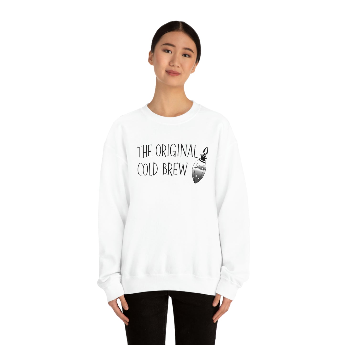 The Original Cold Brew Black Font White unisex heavy blend crewneck sweatshirt