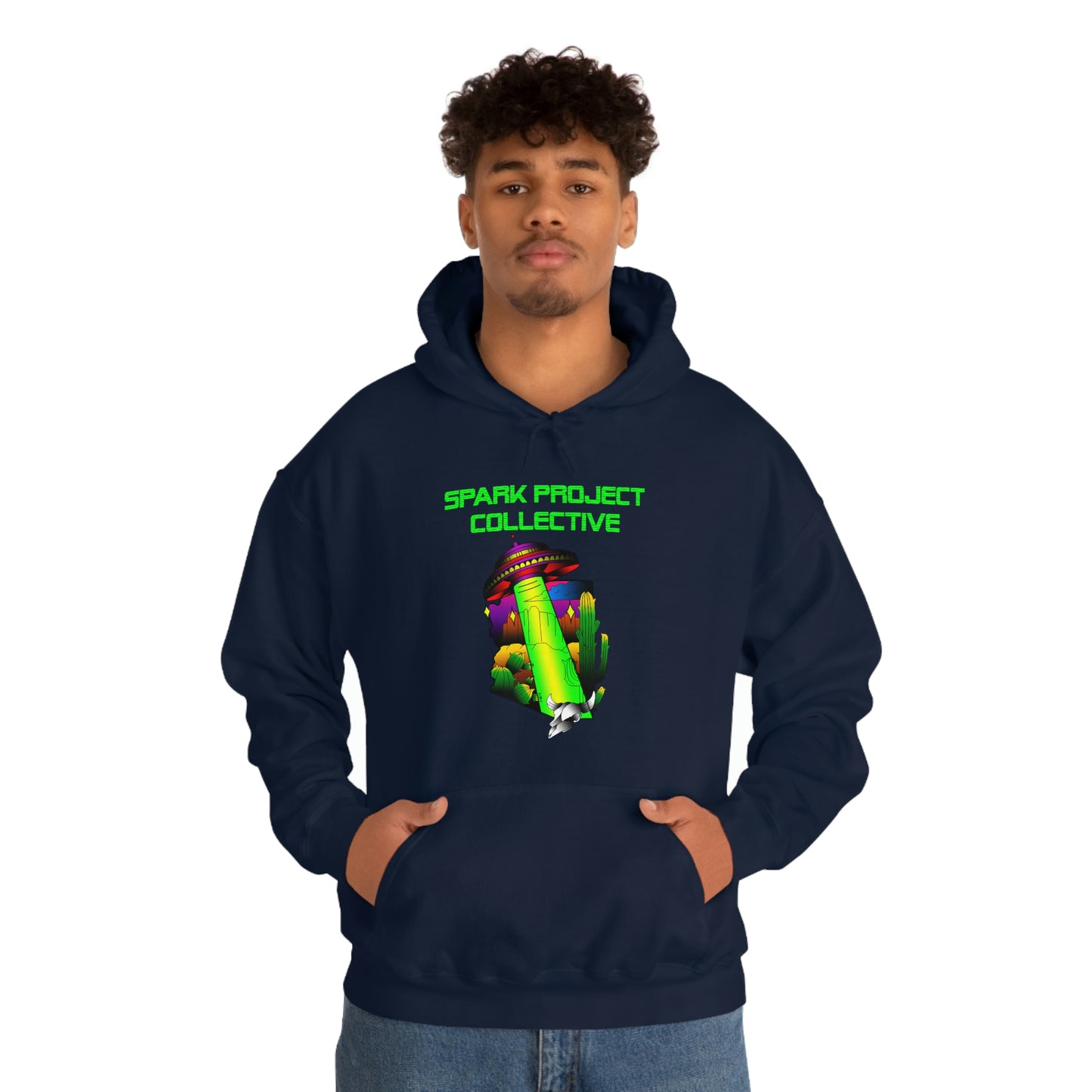 UFO Spark Green Font Unisex Heavy Blend™ Hooded Sweatshirt