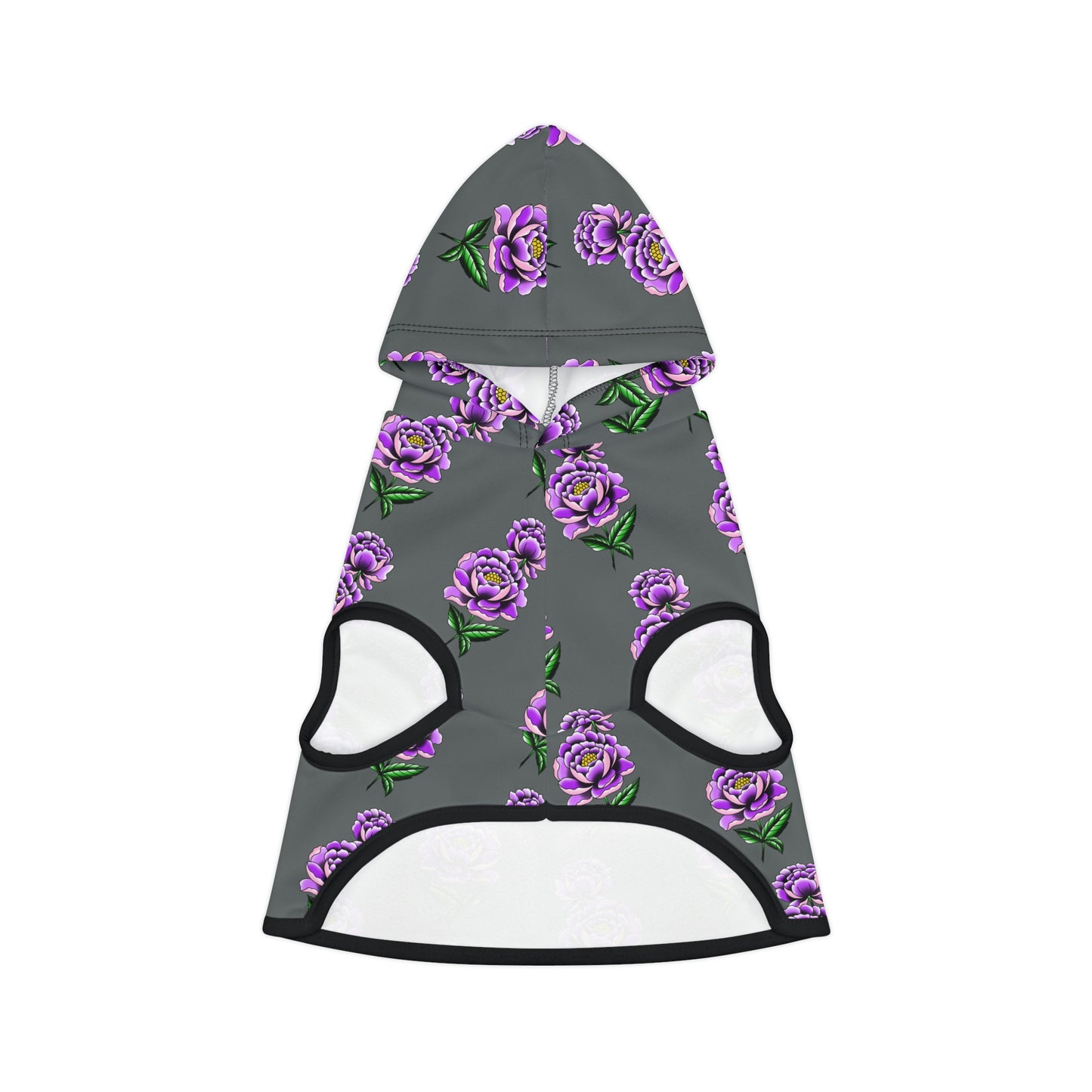 Flower Pattern Dk Grey Dog Hoodie