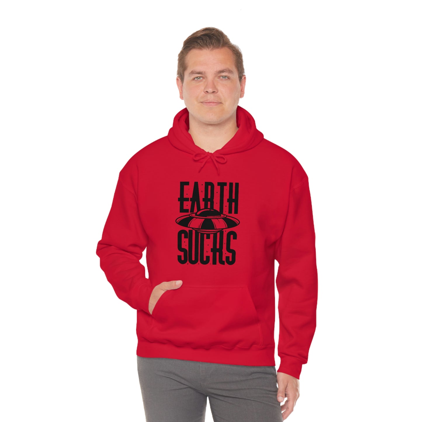 Earth Sucks Black Font Unisex Heavy Blend™ Hooded Sweatshirt