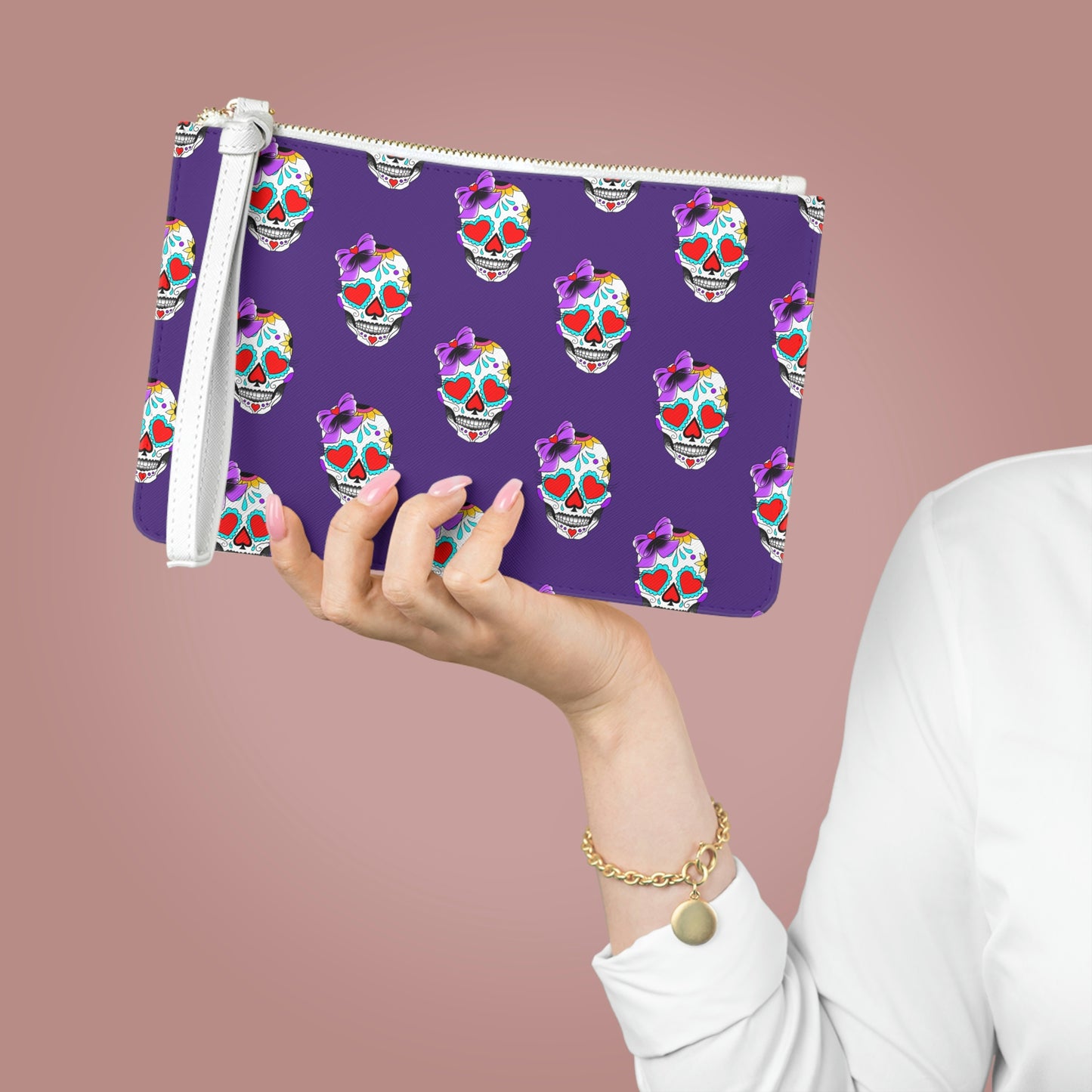 Lady Day of The Dead Purple Clutch Bag