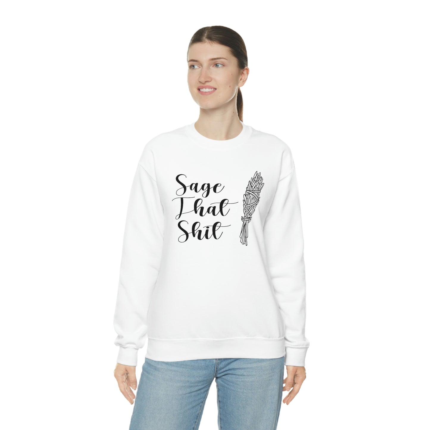 Sage That Black Font White unisex heavy blend crewneck sweatshirt