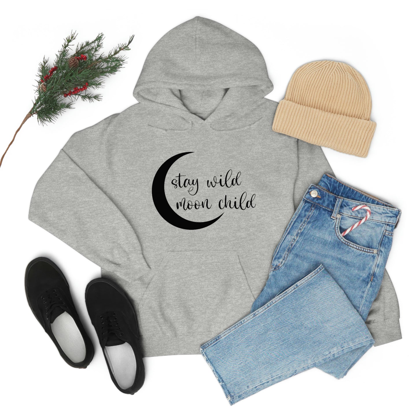 Stay Wild Moon Child Black Font Unisex Heavy Blend™ Hooded Sweatshirt