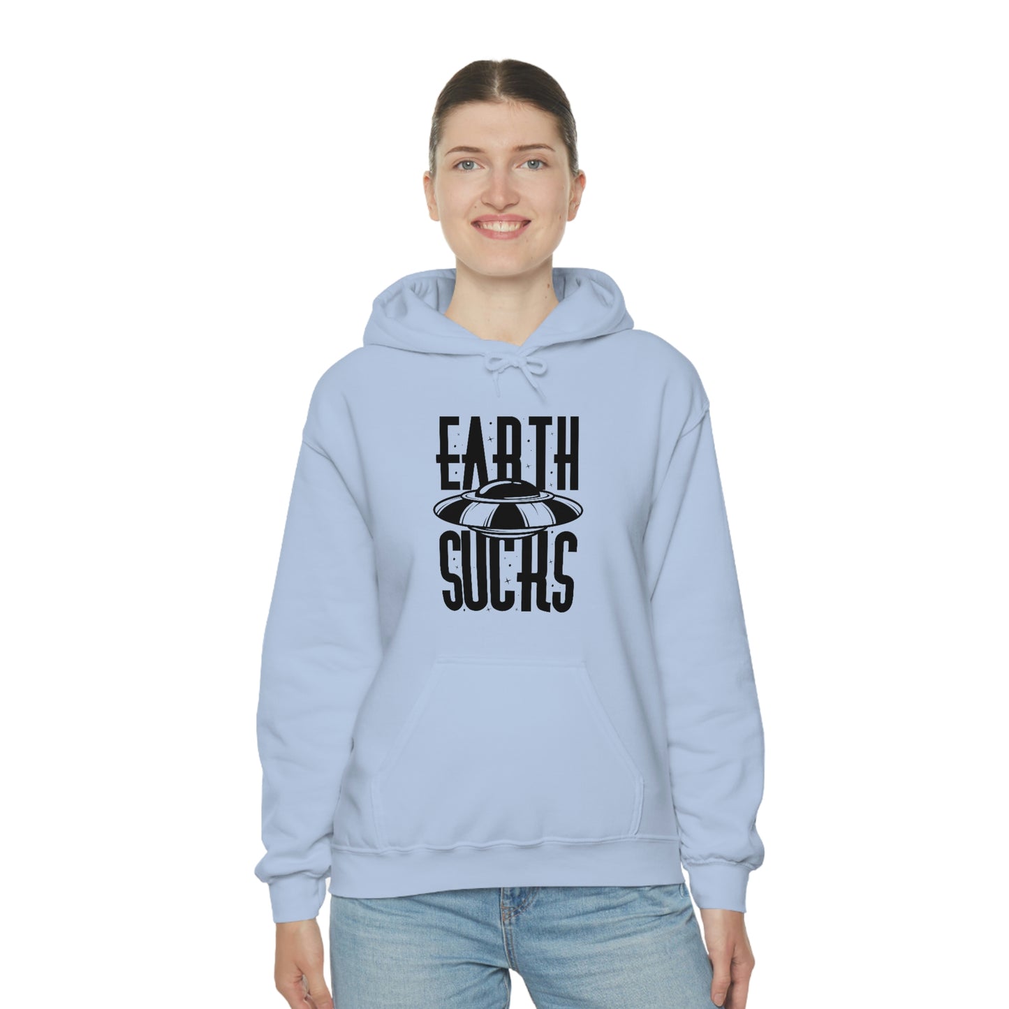 Earth Sucks Black Font Unisex Heavy Blend™ Hooded Sweatshirt