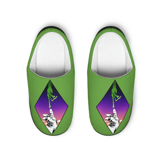 Light Green Alien hand Men's Indoor Slippers