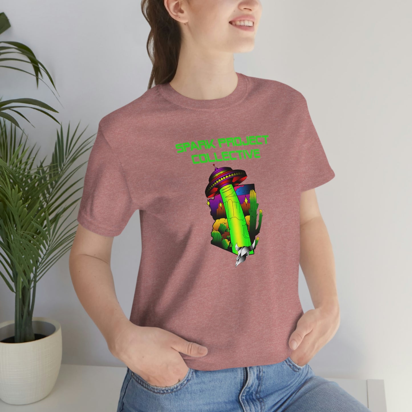 UFO Spark Green Font unisex jersey short sleeve tee