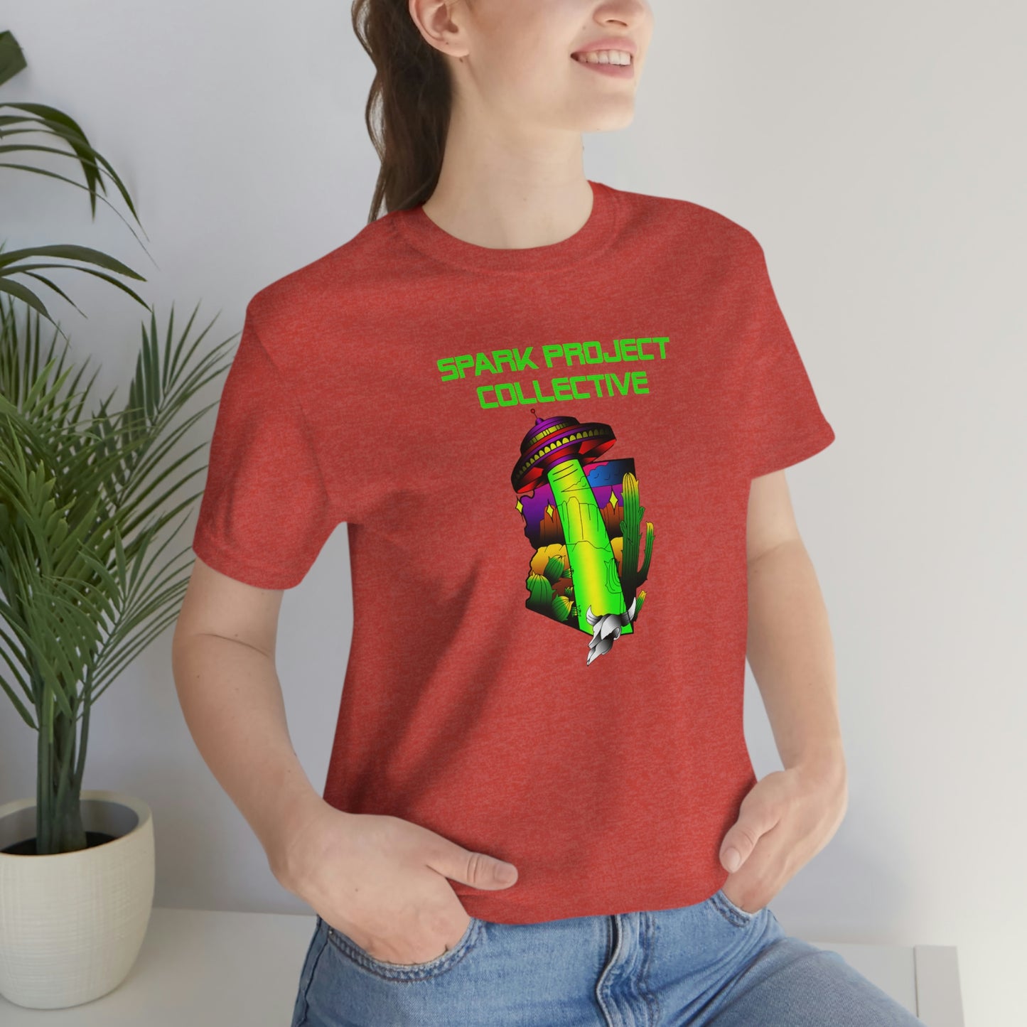 UFO Spark Green Font unisex jersey short sleeve tee