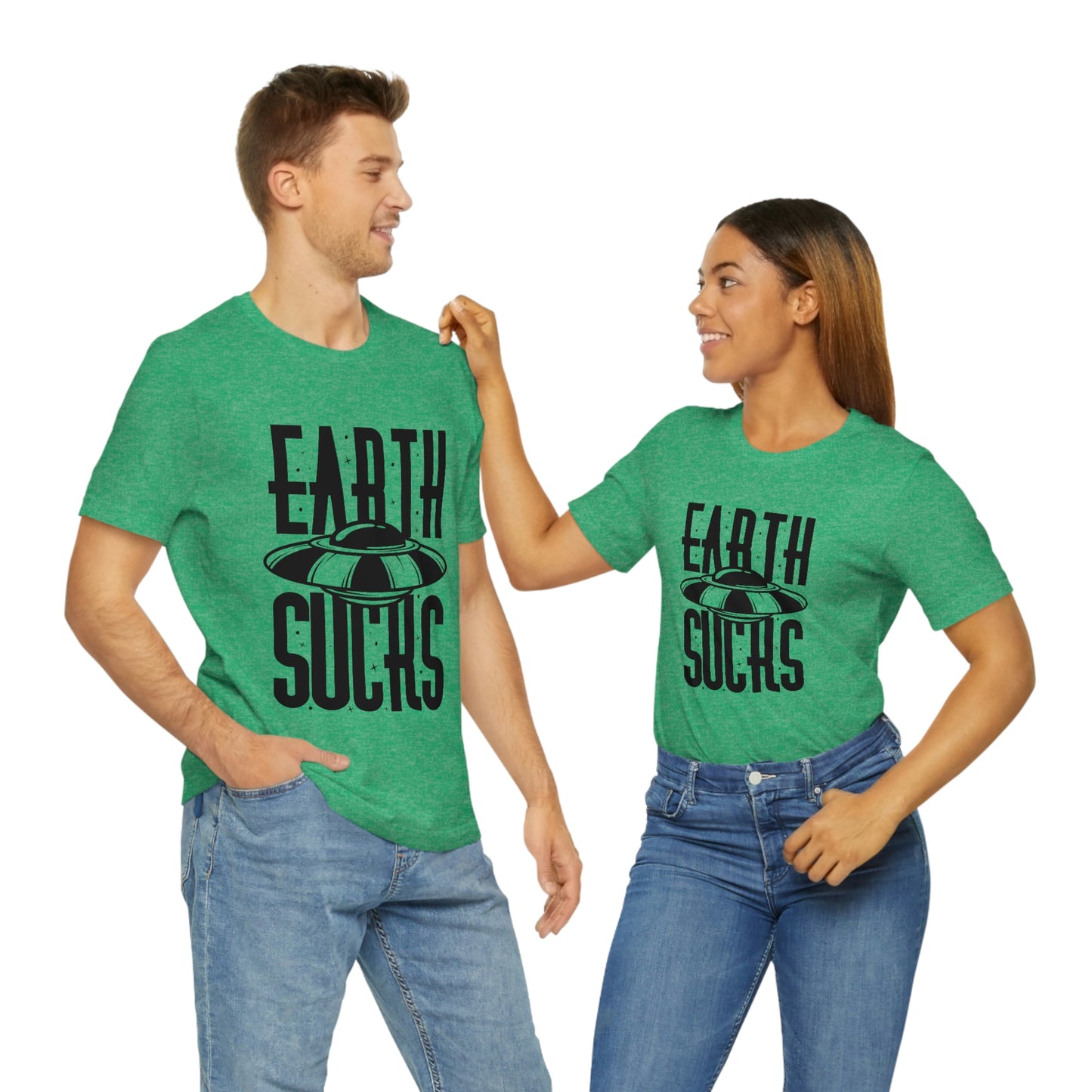 Earth Sucks Black Font Unisex Jersey Short Sleeve Tee