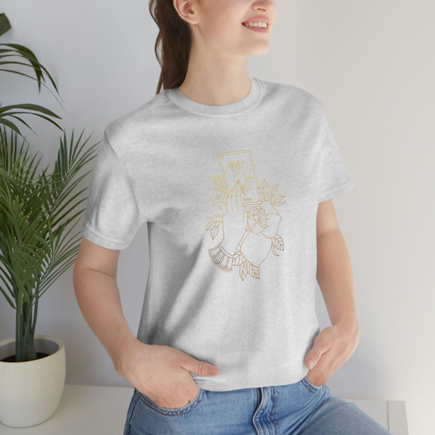 Rosa Card Gold Lines Unisex Jersey Short Sleeve Tee