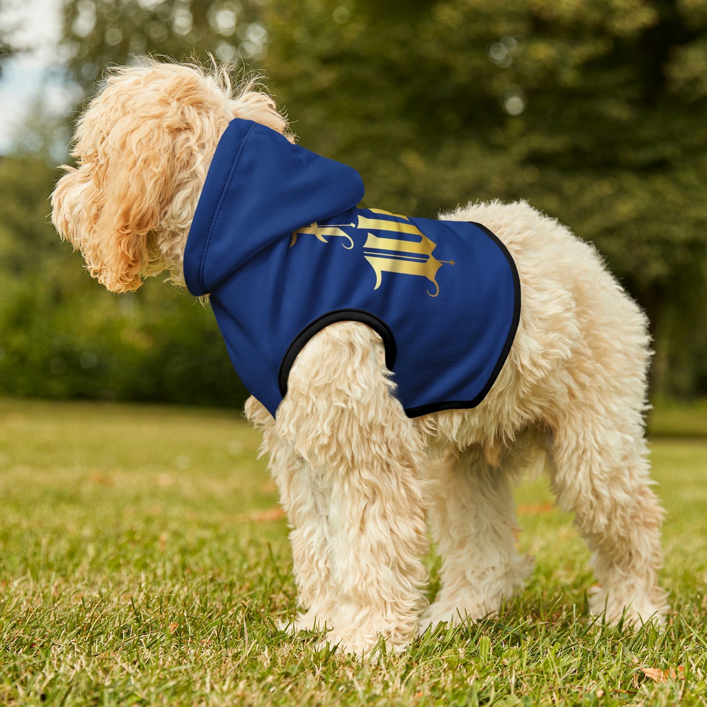 Four of Wands Dark Blue Dog Hoodie