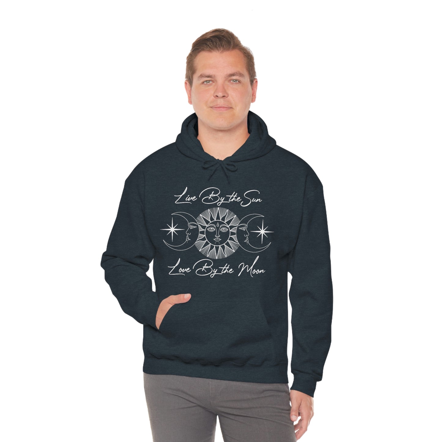 Live By the Sun White Font Unisex Heavy Blend™ Hooded Sweatshirt