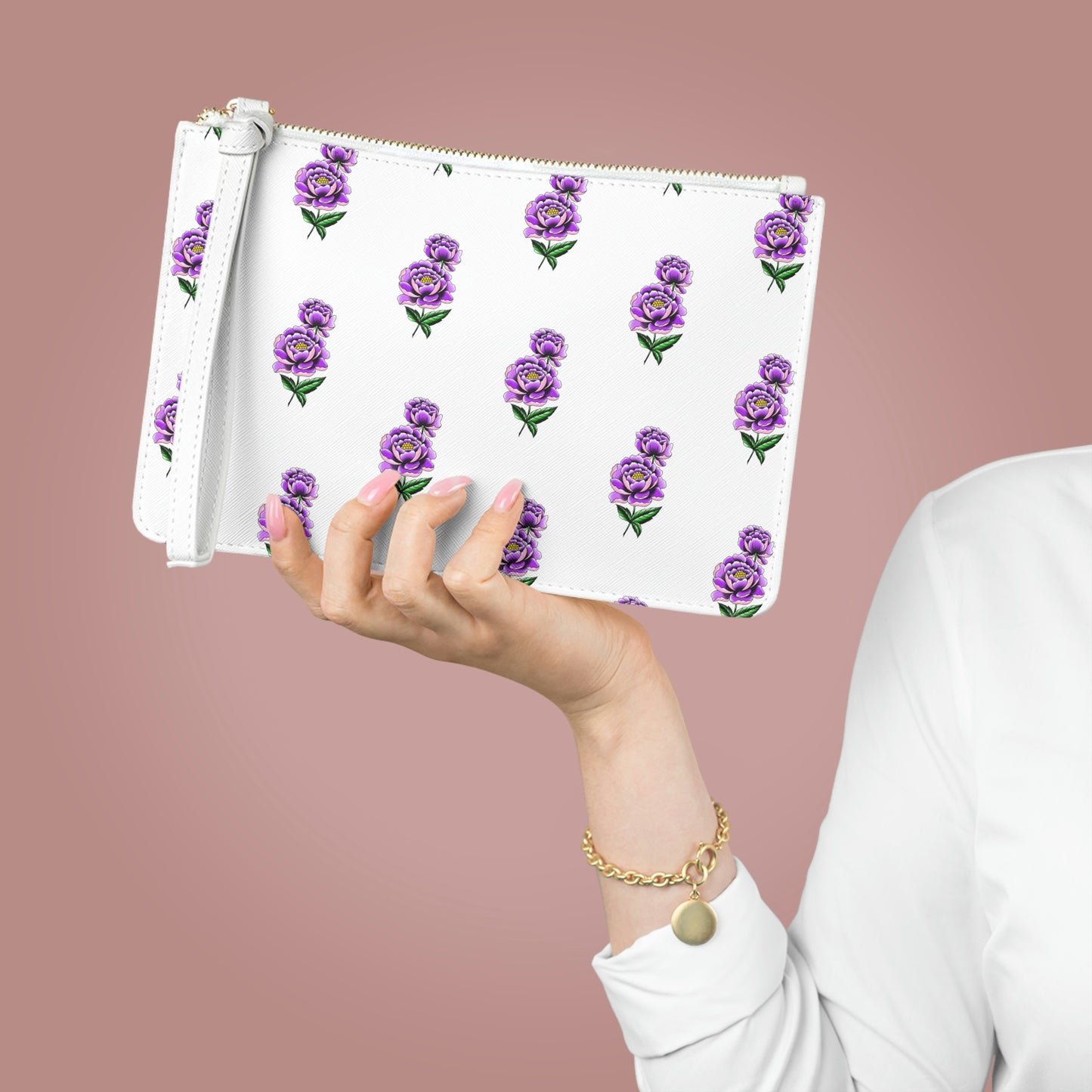 Flower, White Clutch Bag