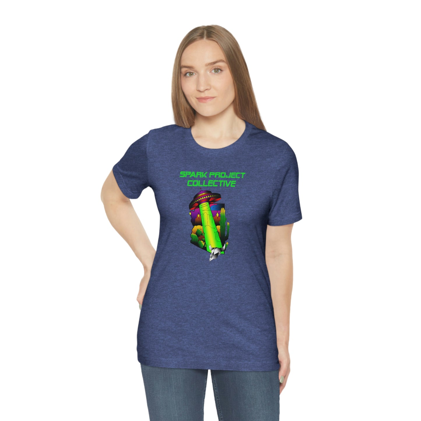 UFO Spark Green Font unisex jersey short sleeve tee