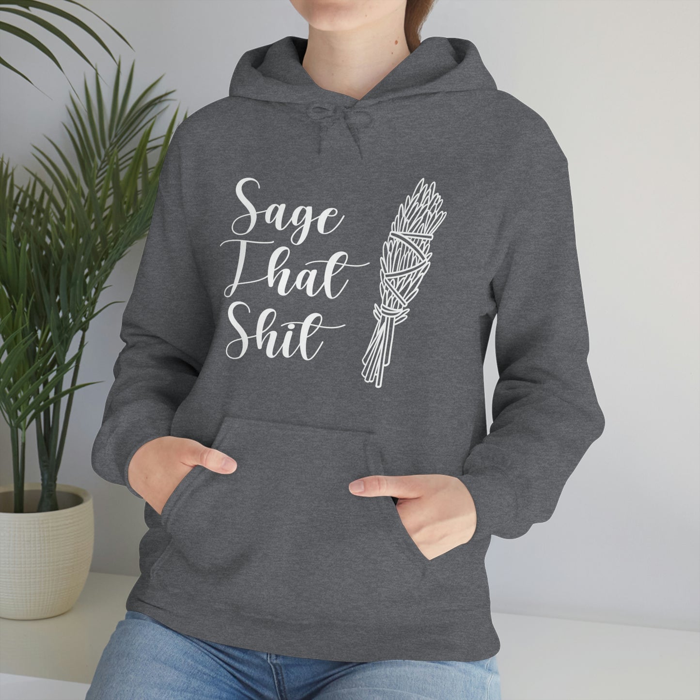 Sage That White Font Unisex Heavy Blend™ Hooded Sweatshirt