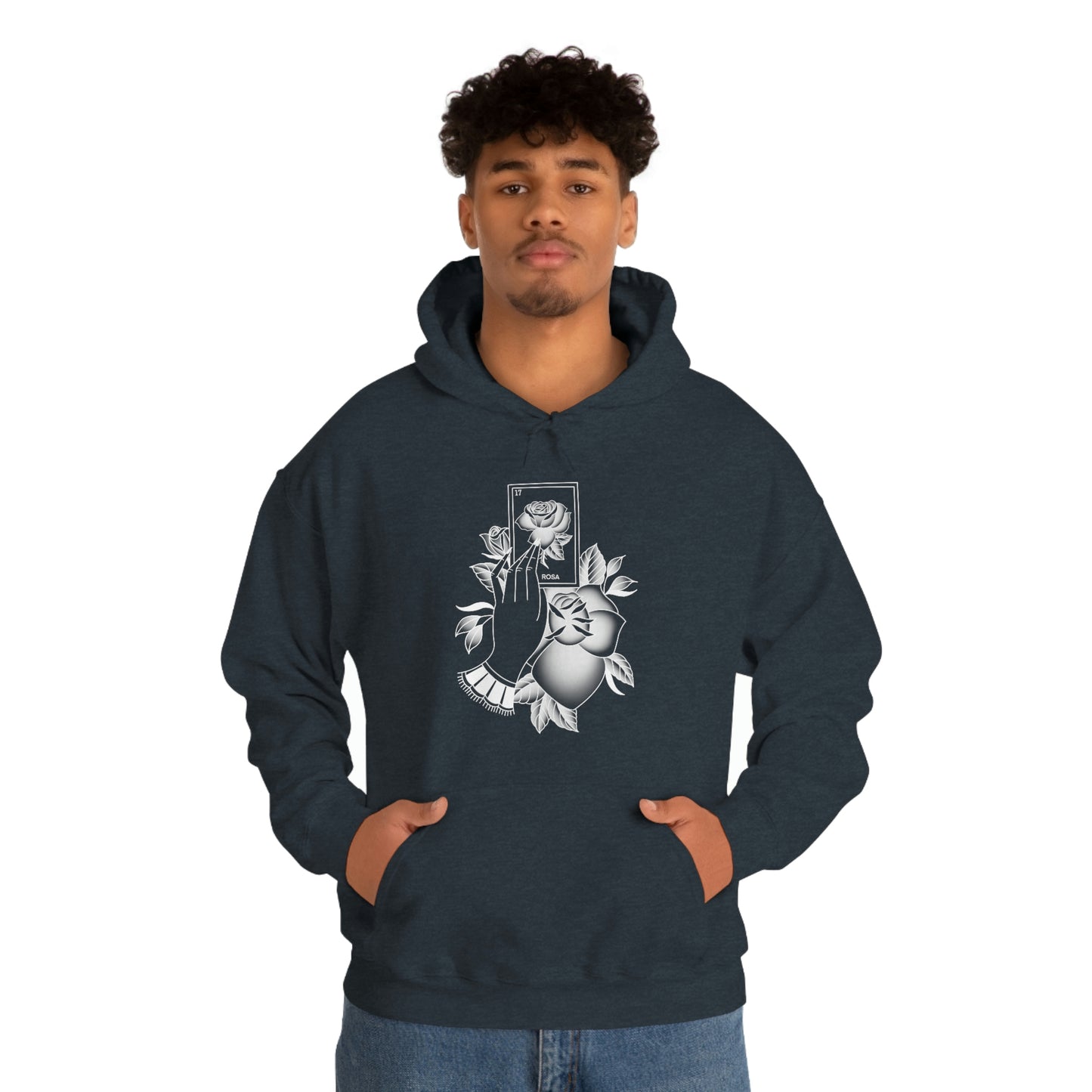 Rosa Card White Shaded Unisex Heavy Blend™ Hooded Sweatshirt