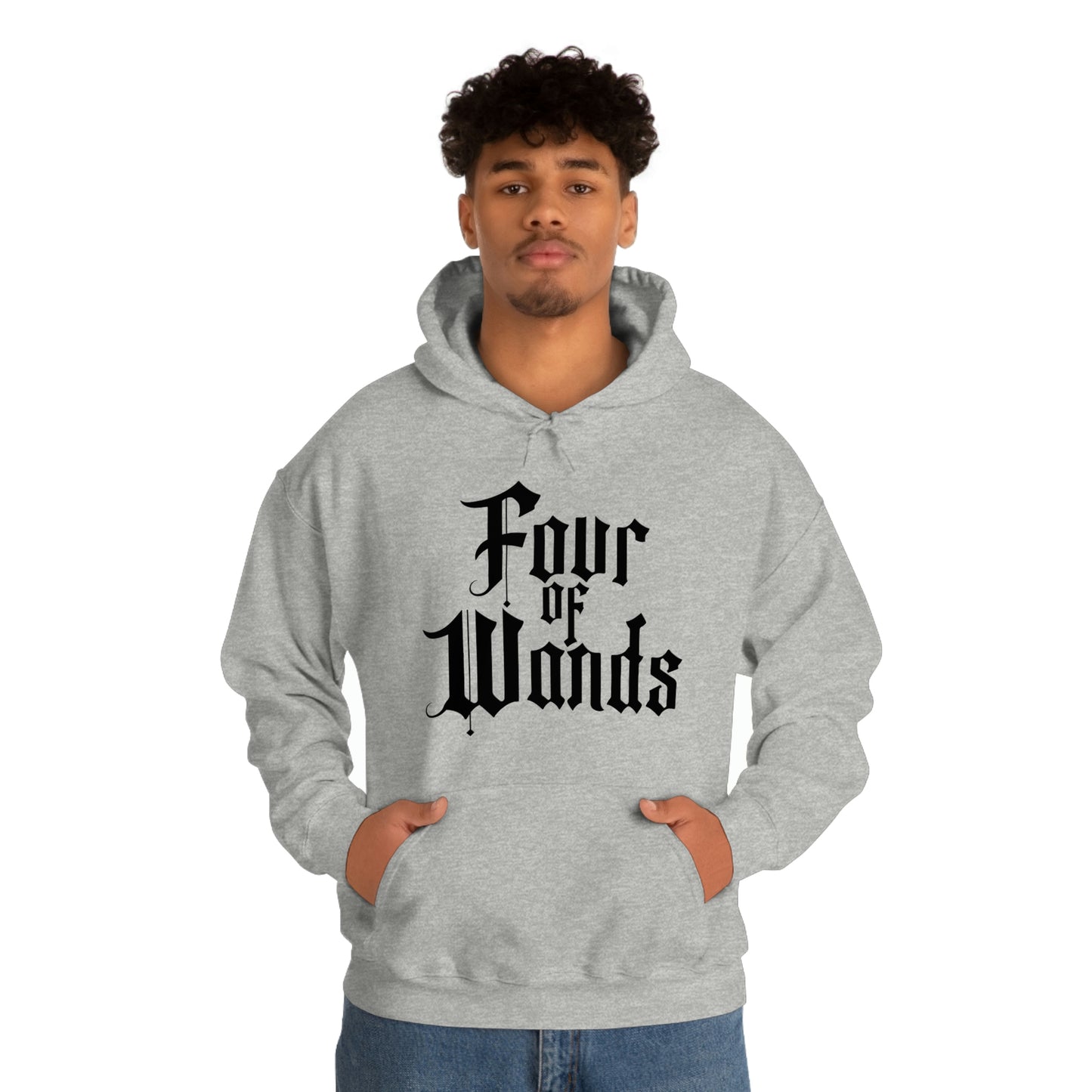 Four of Wands Black Logo Unisex Heavy Blend™ Hooded Sweatshirt