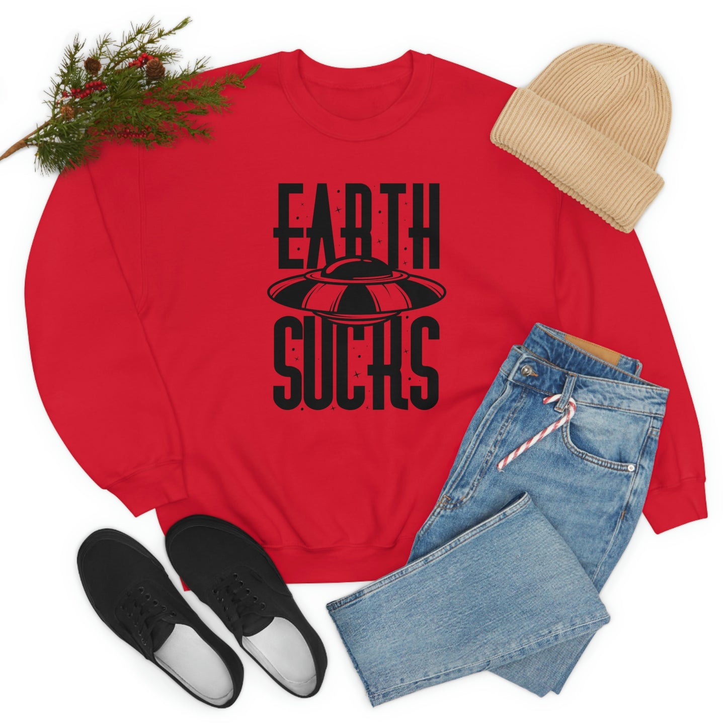 Earth Sucks Black Font unisex heavy blend crewneck sweatshirt