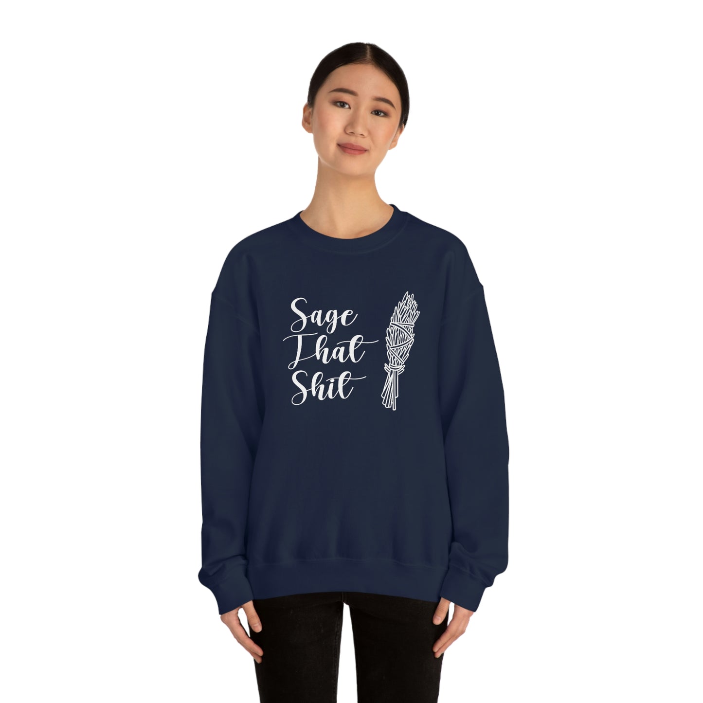 Sage That White Font unisex heavy blend crewneck sweatshirt