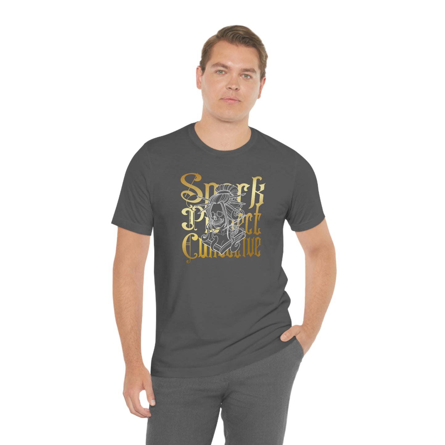 Japanese Spark Gold Font Unisex Jersey Short Sleeve Tee