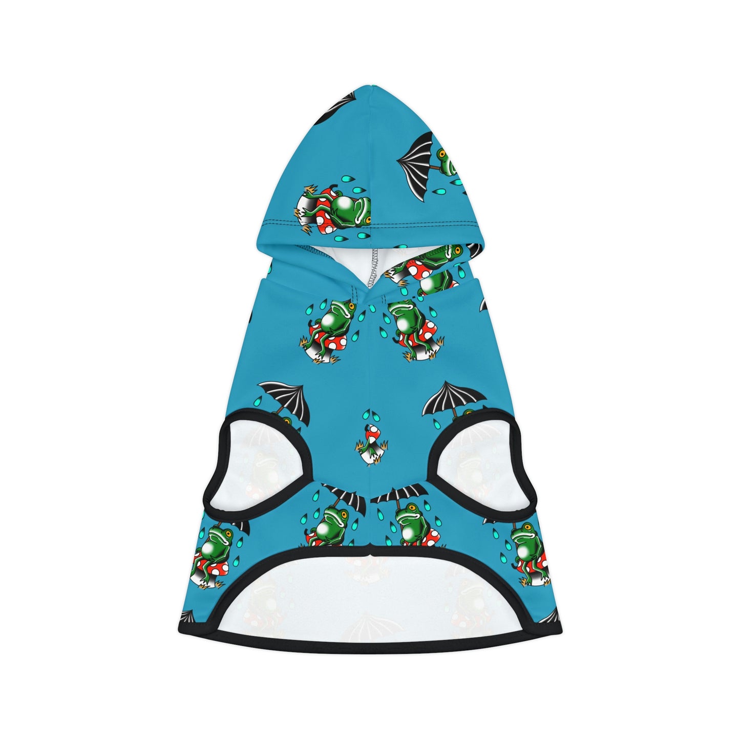 Rainy Day Frog Teal Dog Hoodie