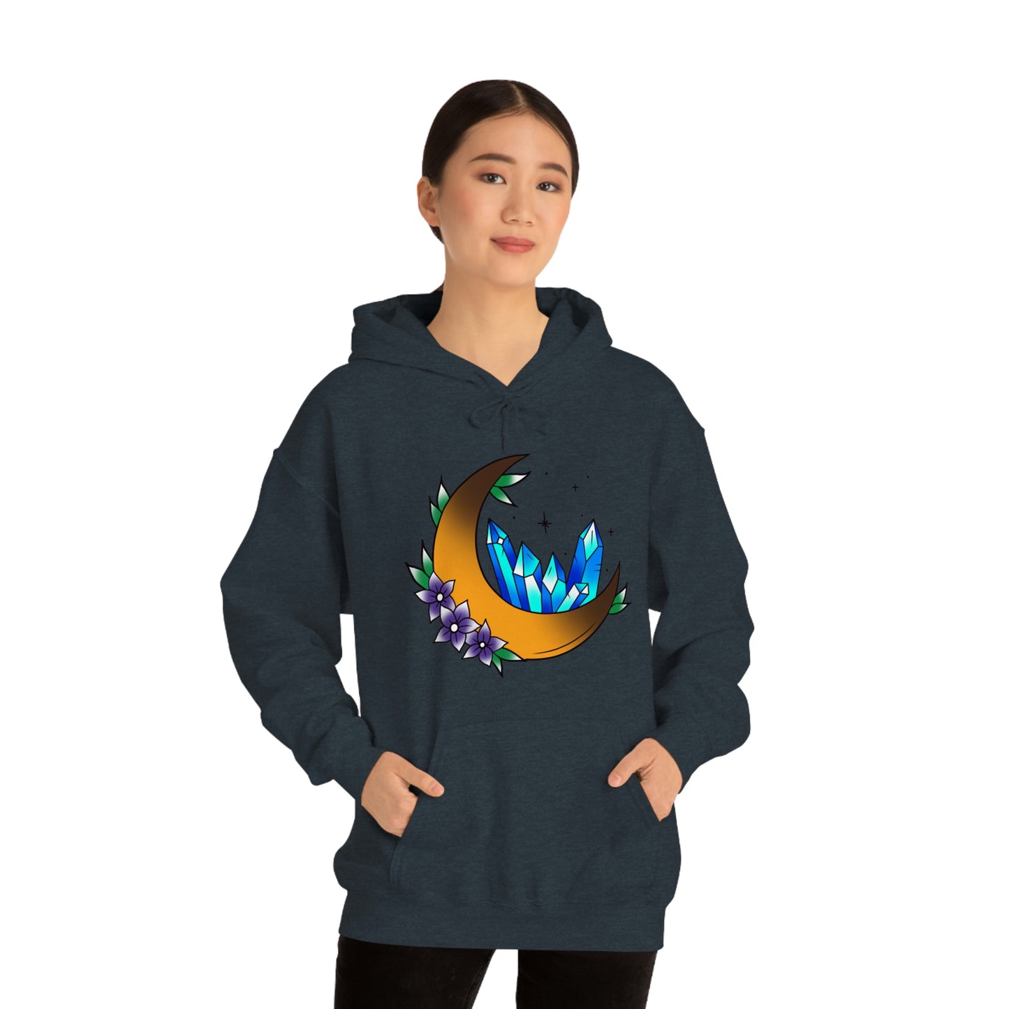 Blue Crystal Flower Unisex Heavy Blend™ Hooded Sweatshirt