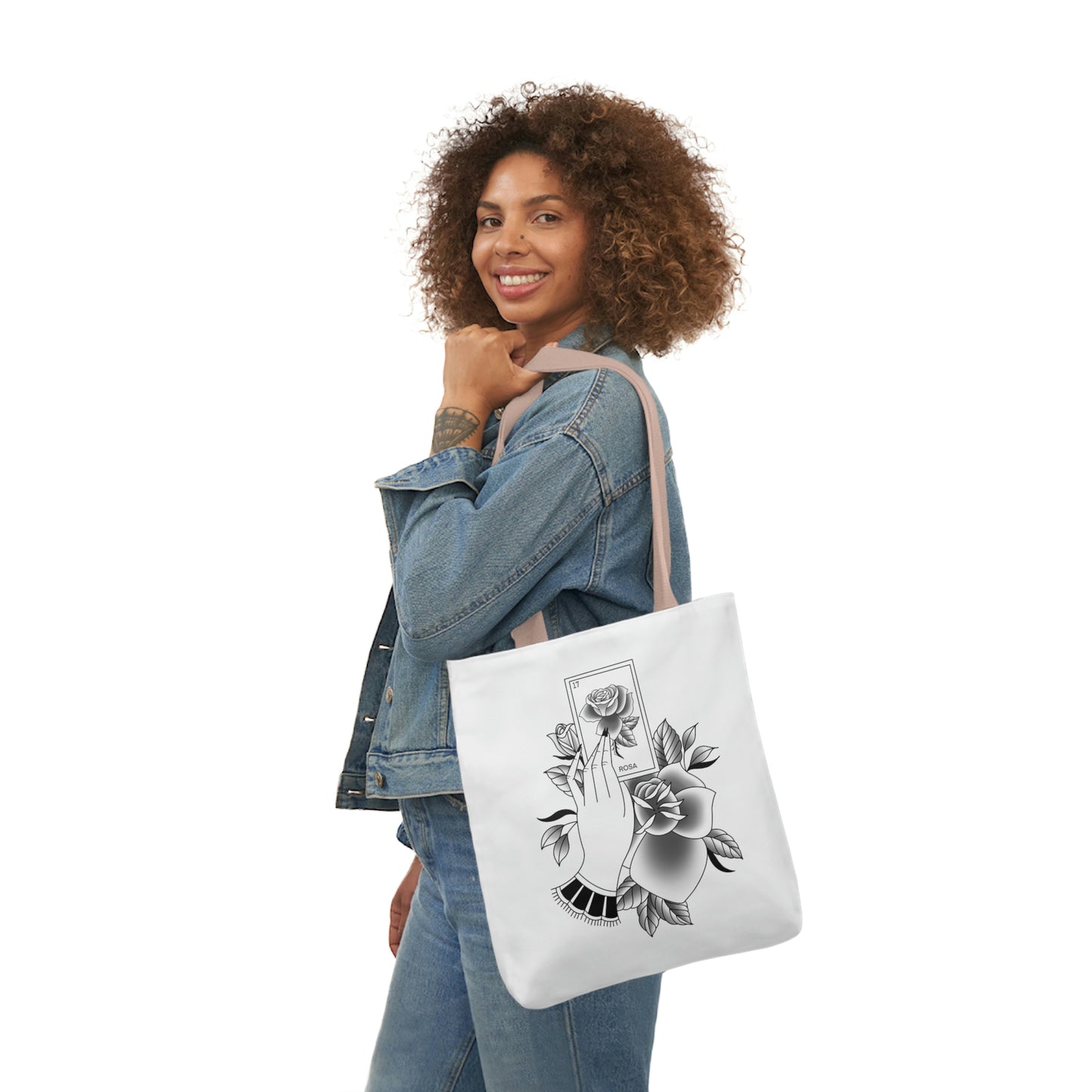 Rosa Card AOP Polyester Canvas Tote Bag