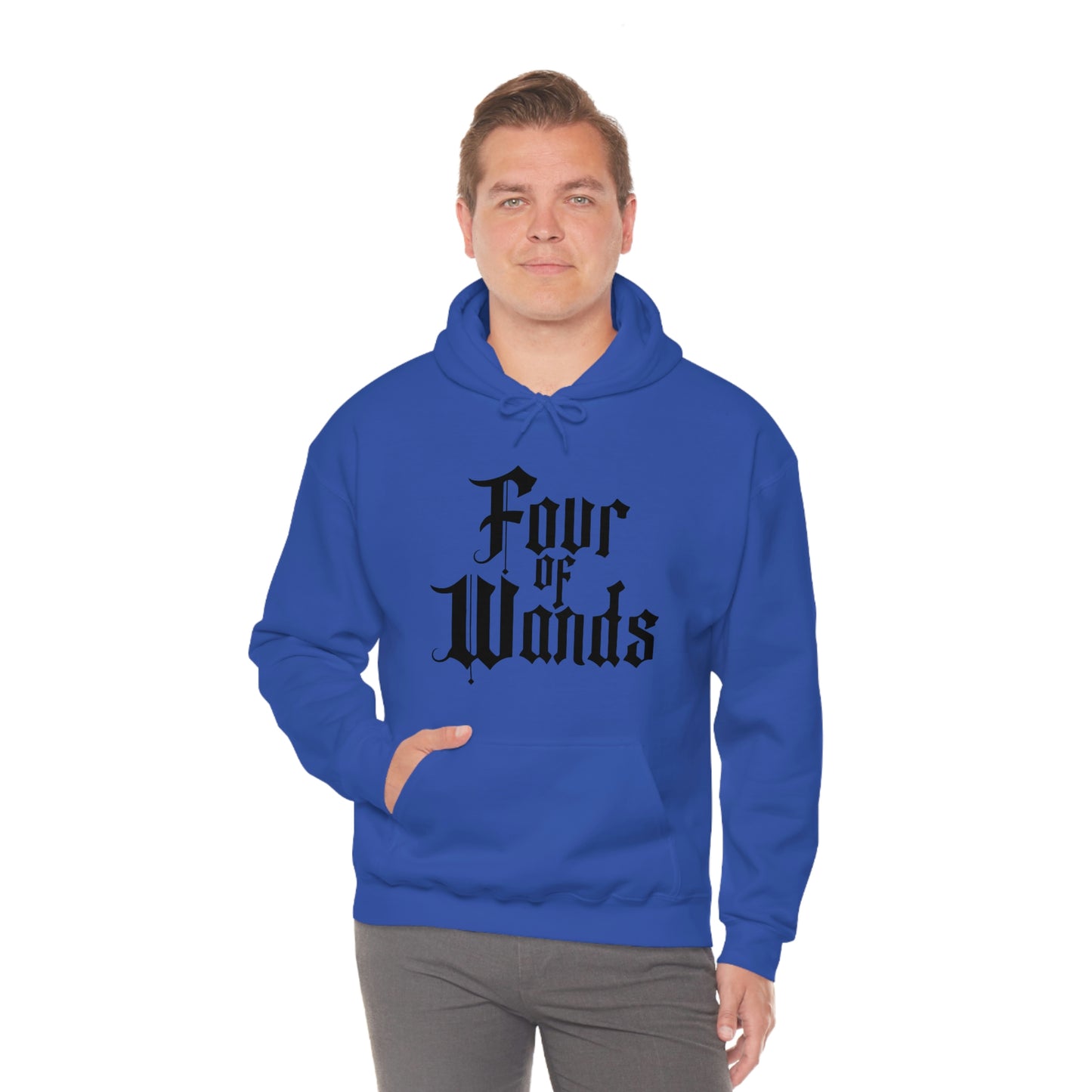 Four of Wands Black Logo Unisex Heavy Blend™ Hooded Sweatshirt