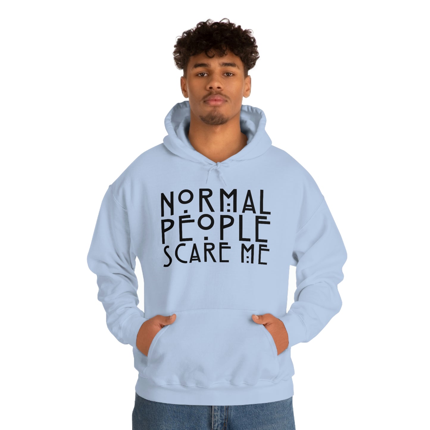 Normal People Scare Me Black Font Unisex Heavy Blend™ Hooded Sweatshirt