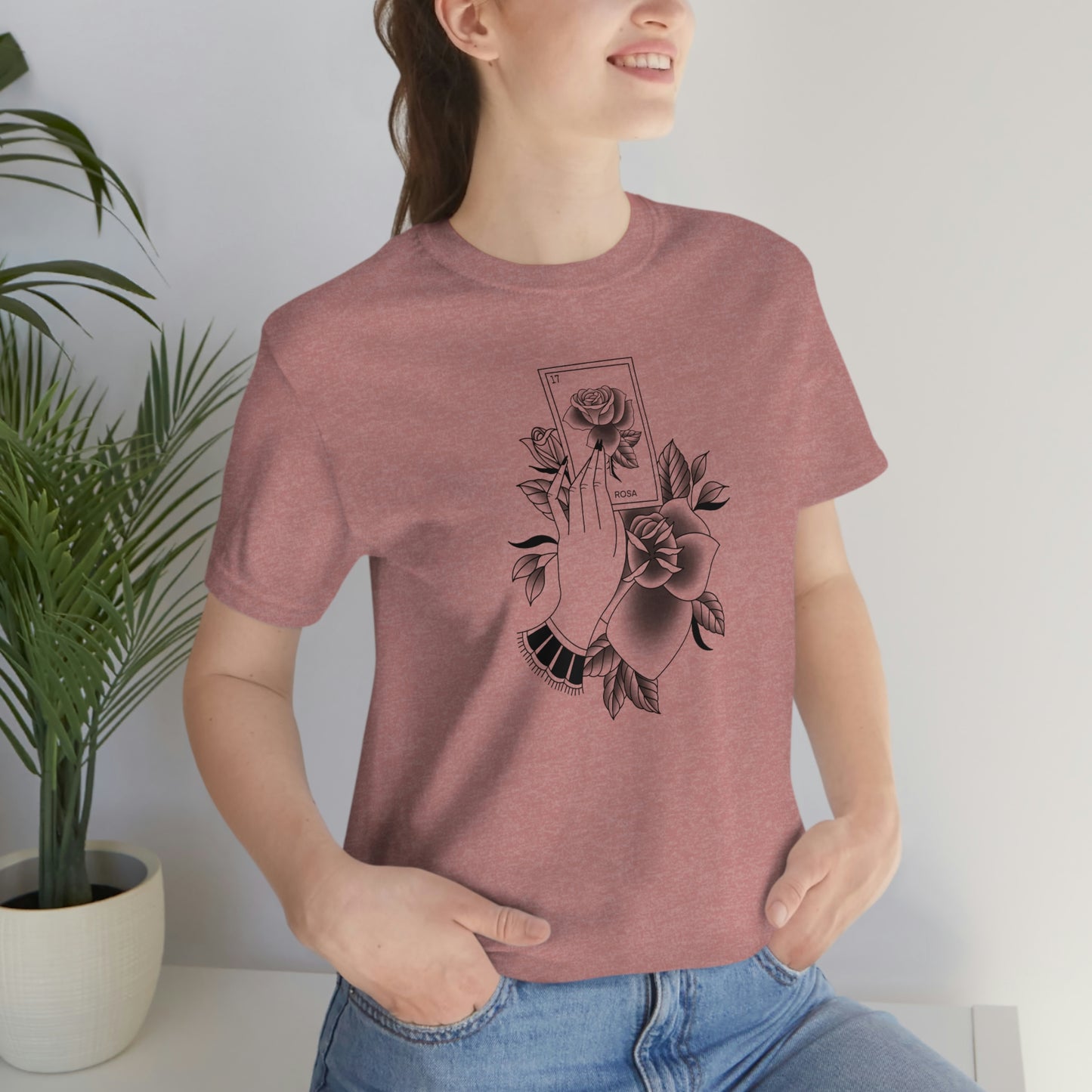 Rosa Card Black Shaded Unisex Jersey Short Sleeve Tee