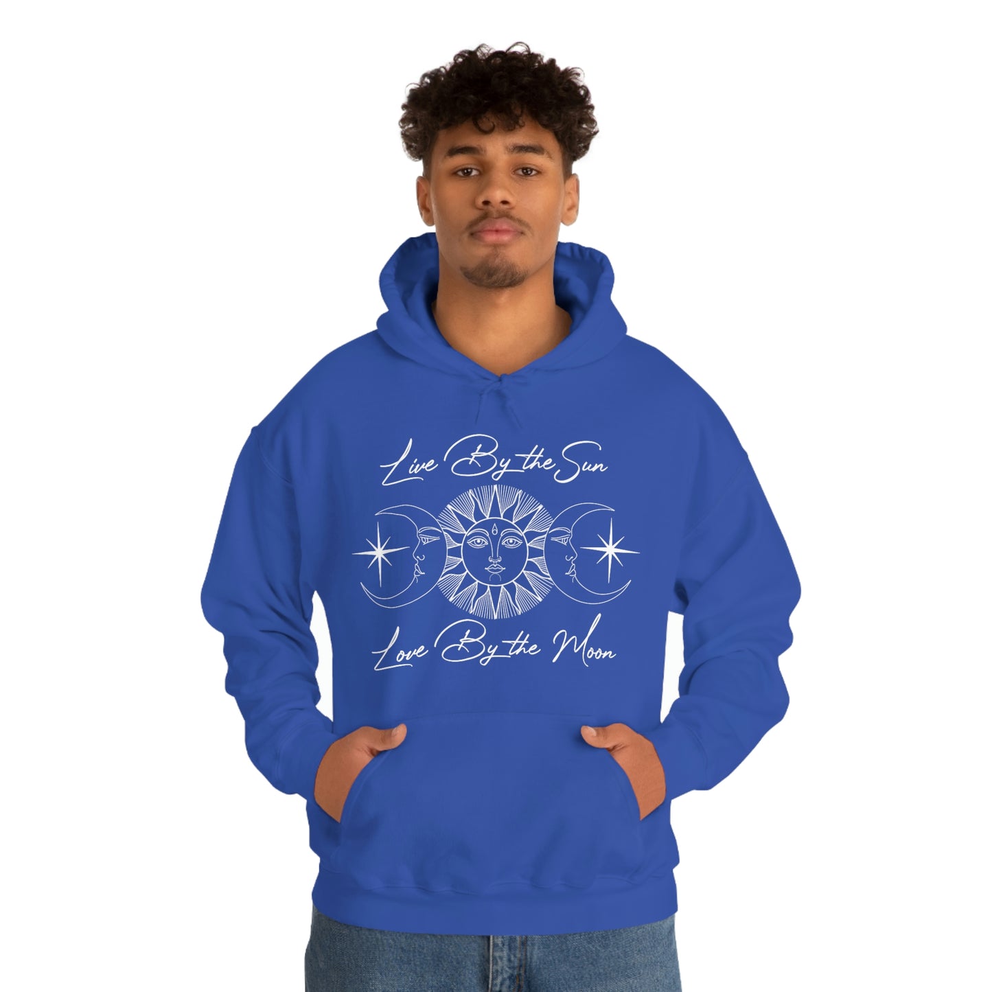 Live By the Sun White Font Unisex Heavy Blend™ Hooded Sweatshirt