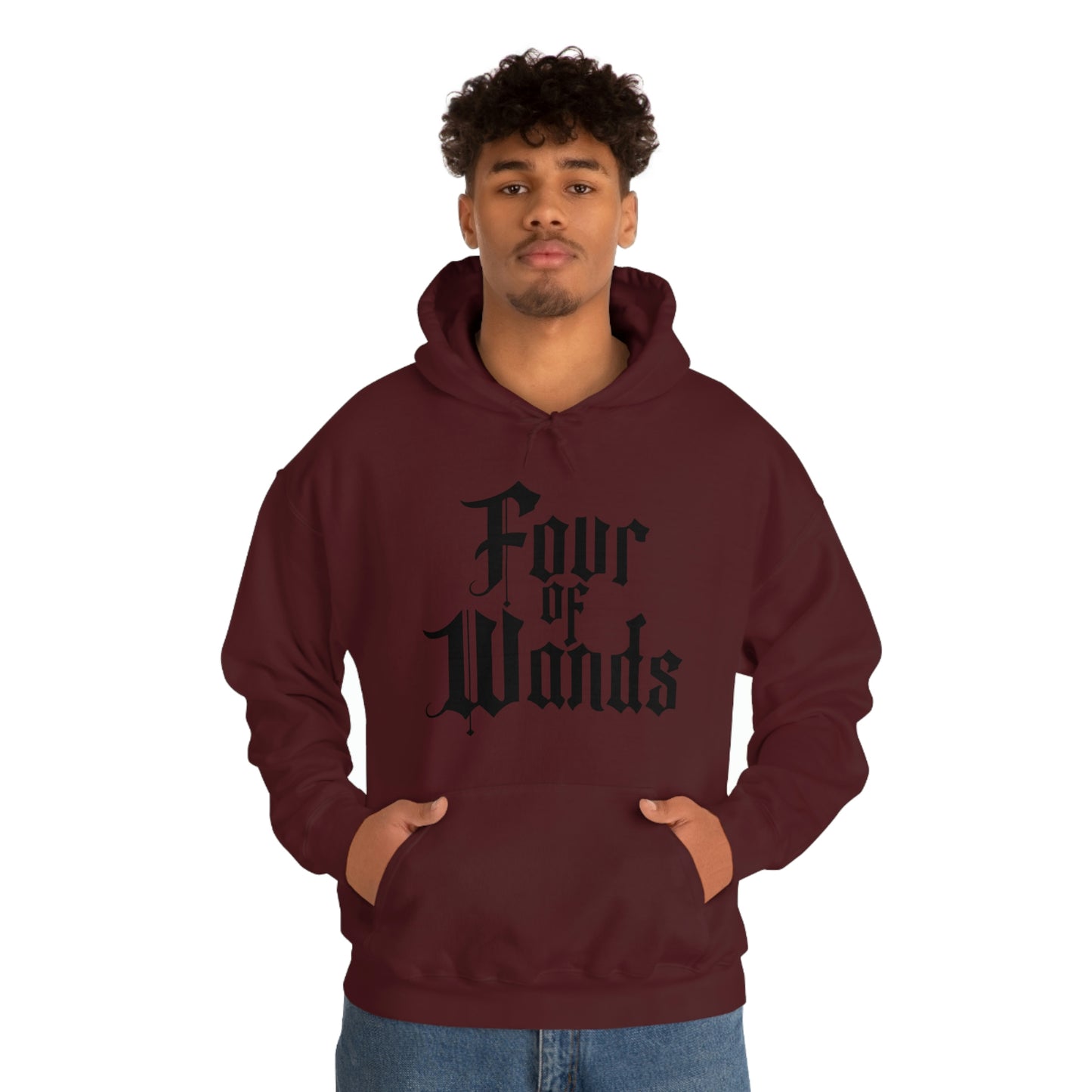 Four of Wands Black Logo Unisex Heavy Blend™ Hooded Sweatshirt