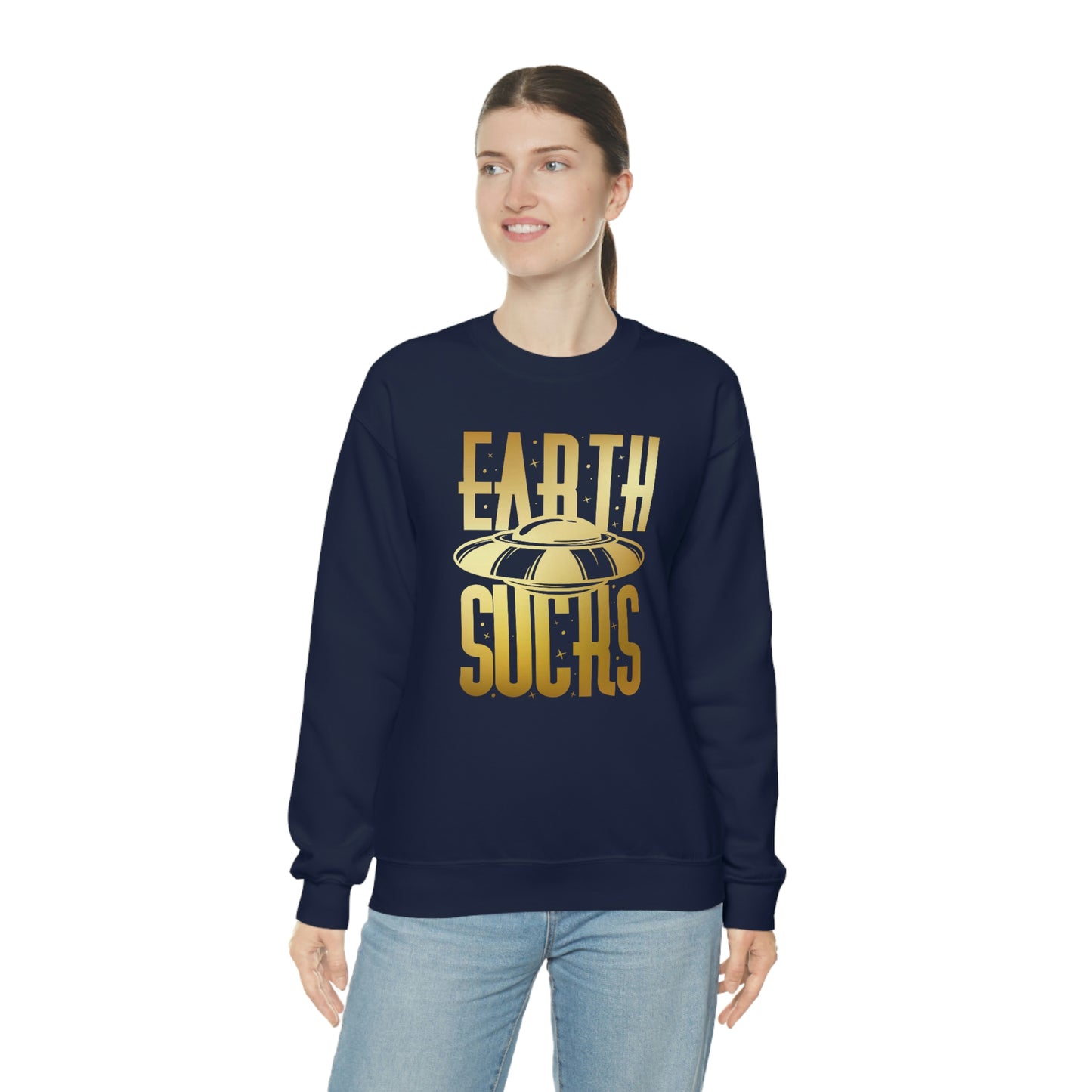 Earth Sucks Gold Font unisex heavy blend crewneck sweatshirt