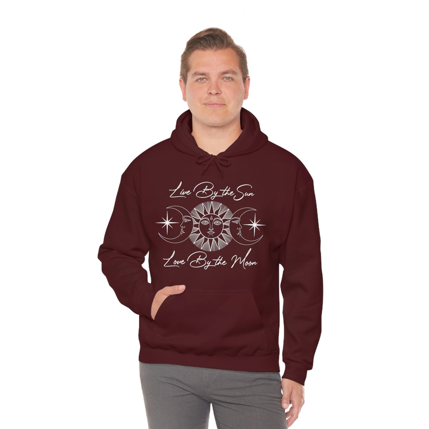 Live By the Sun White Font Unisex Heavy Blend™ Hooded Sweatshirt