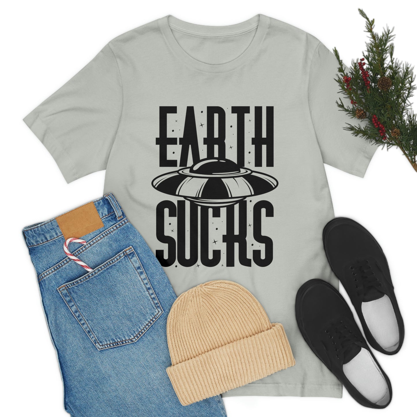 Earth Sucks Black Font Unisex Jersey Short Sleeve Tee