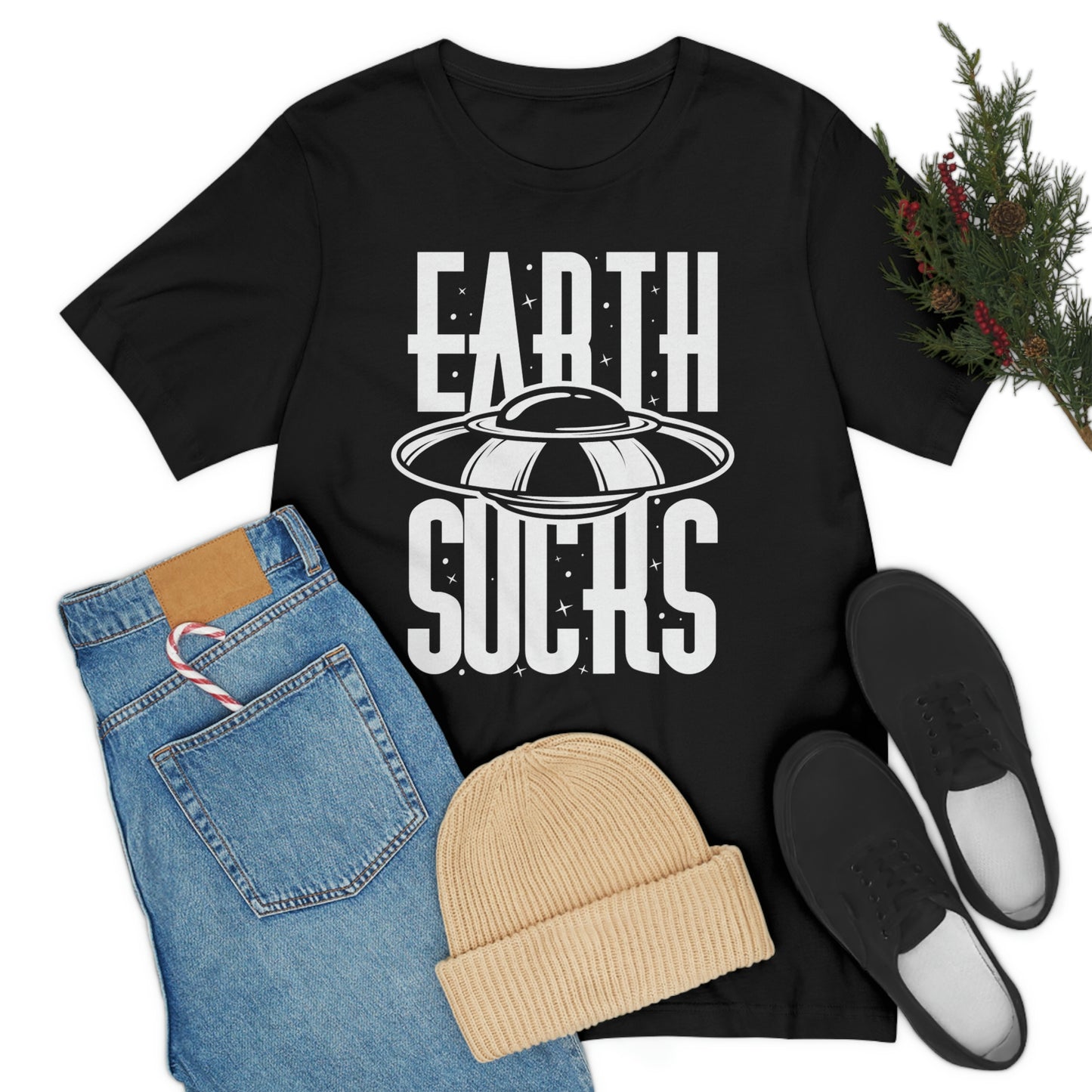 Earth Sucks White Font Unisex Jersey Short Sleeve Tee