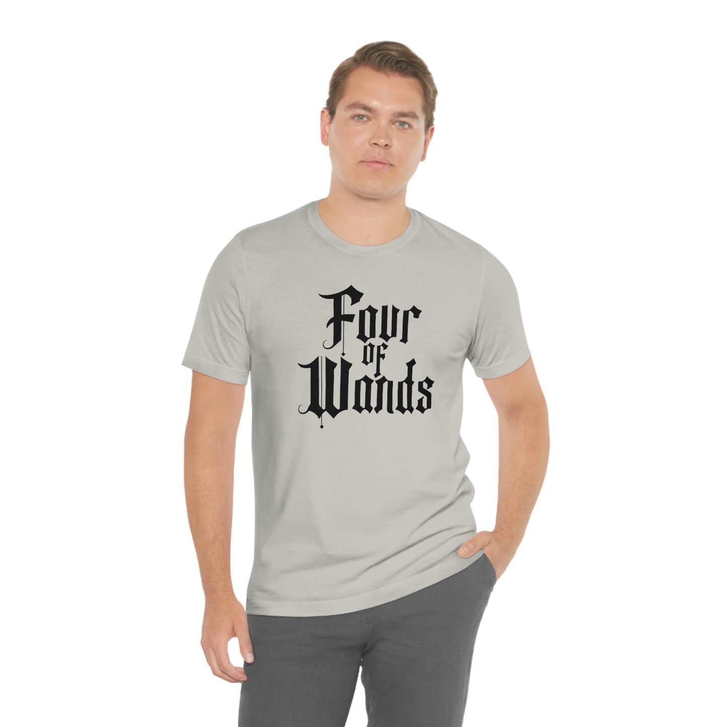 Four of Wands Black Logo Unisex Jersey Short Sleeve Tee