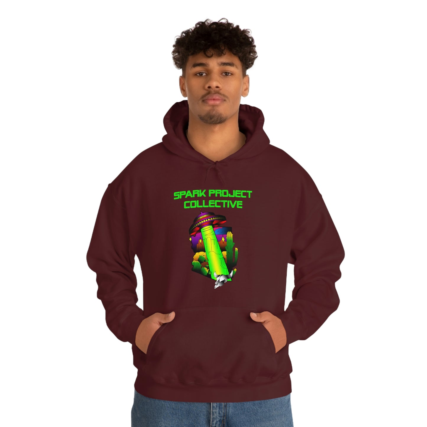 UFO Spark Green Font Unisex Heavy Blend™ Hooded Sweatshirt