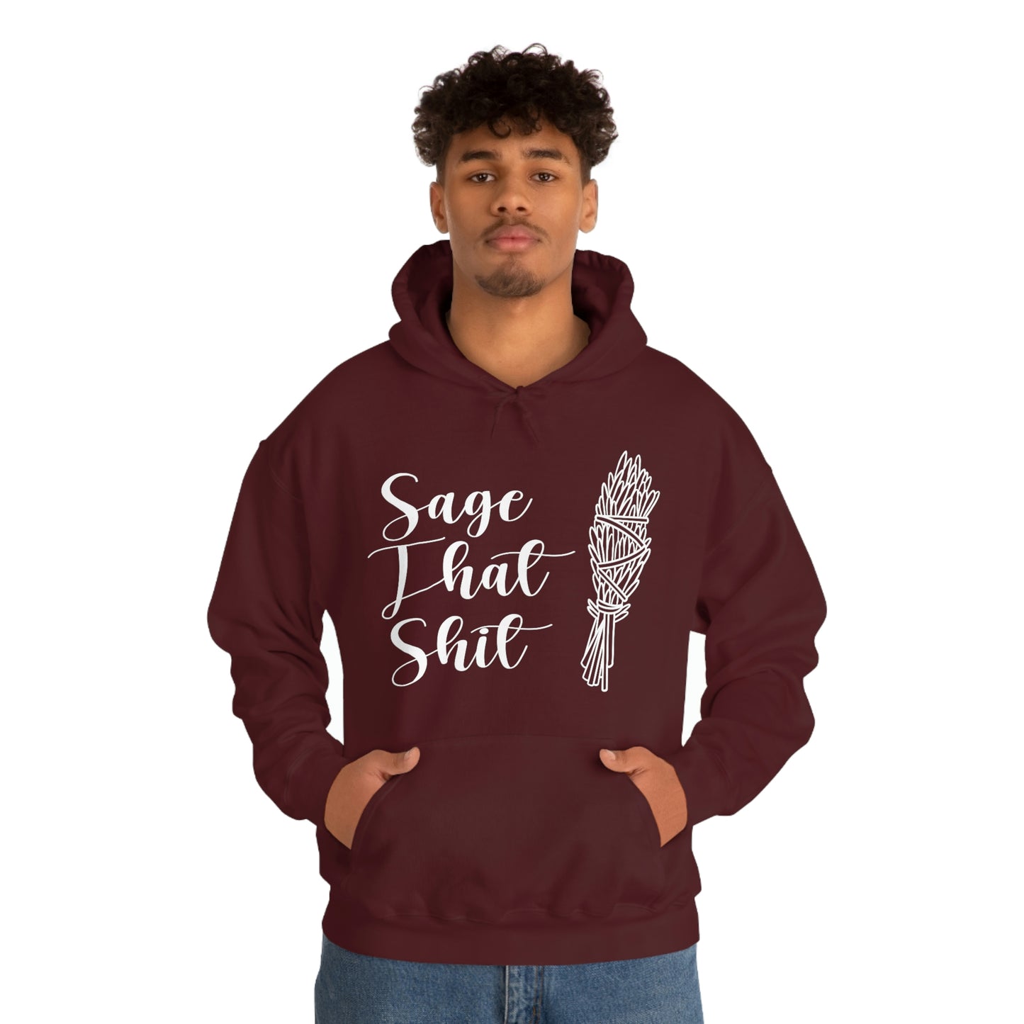 Sage That White Font Unisex Heavy Blend™ Hooded Sweatshirt